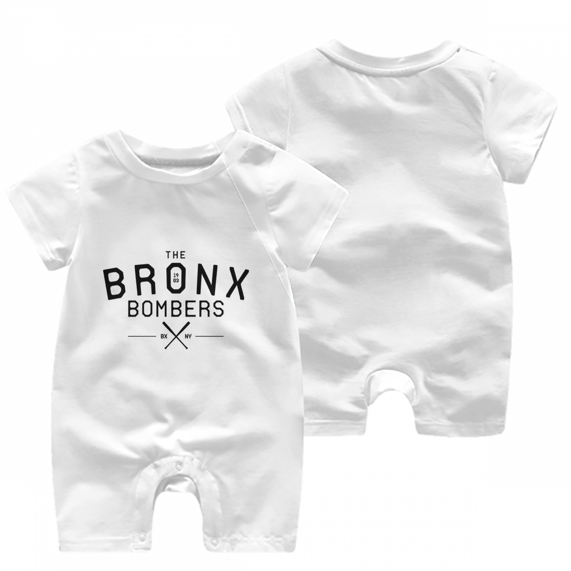 New York Yankees The Bronx Bombers 1903 Baby Short Sleeve Onesie – 100% Cotton Soft & Breathable Digital Print Romper – Double-Sided Print, Snap Closure For Easy Diaper Changes – Comfortable For Boys & Girls