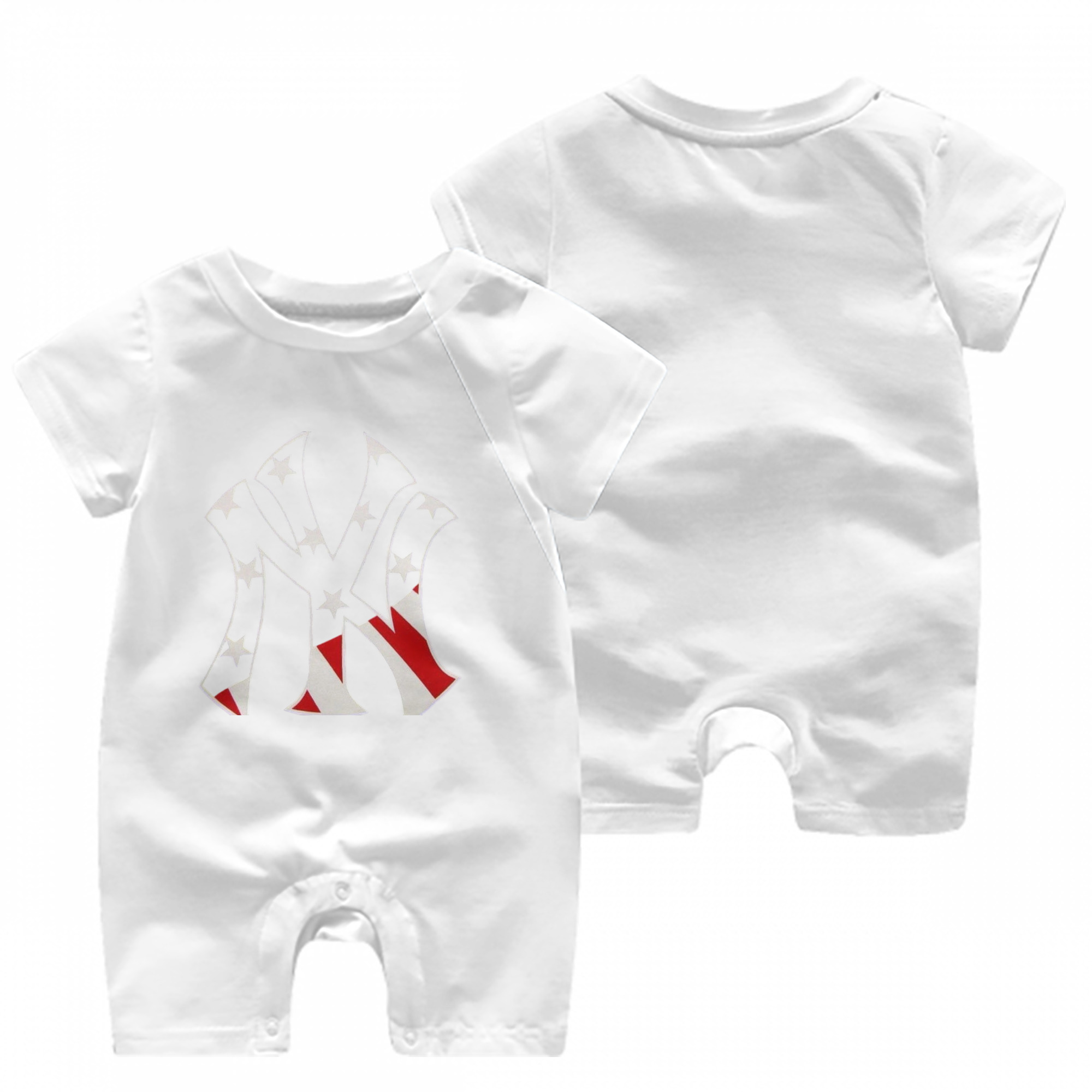 New York Yankees Logo USA Baby Short Sleeve Onesie – 100% Cotton Soft & Breathable Digital Print Romper – Double-Sided Print, Snap Closure For Easy Diaper Changes – Comfortable For Boys & Girls