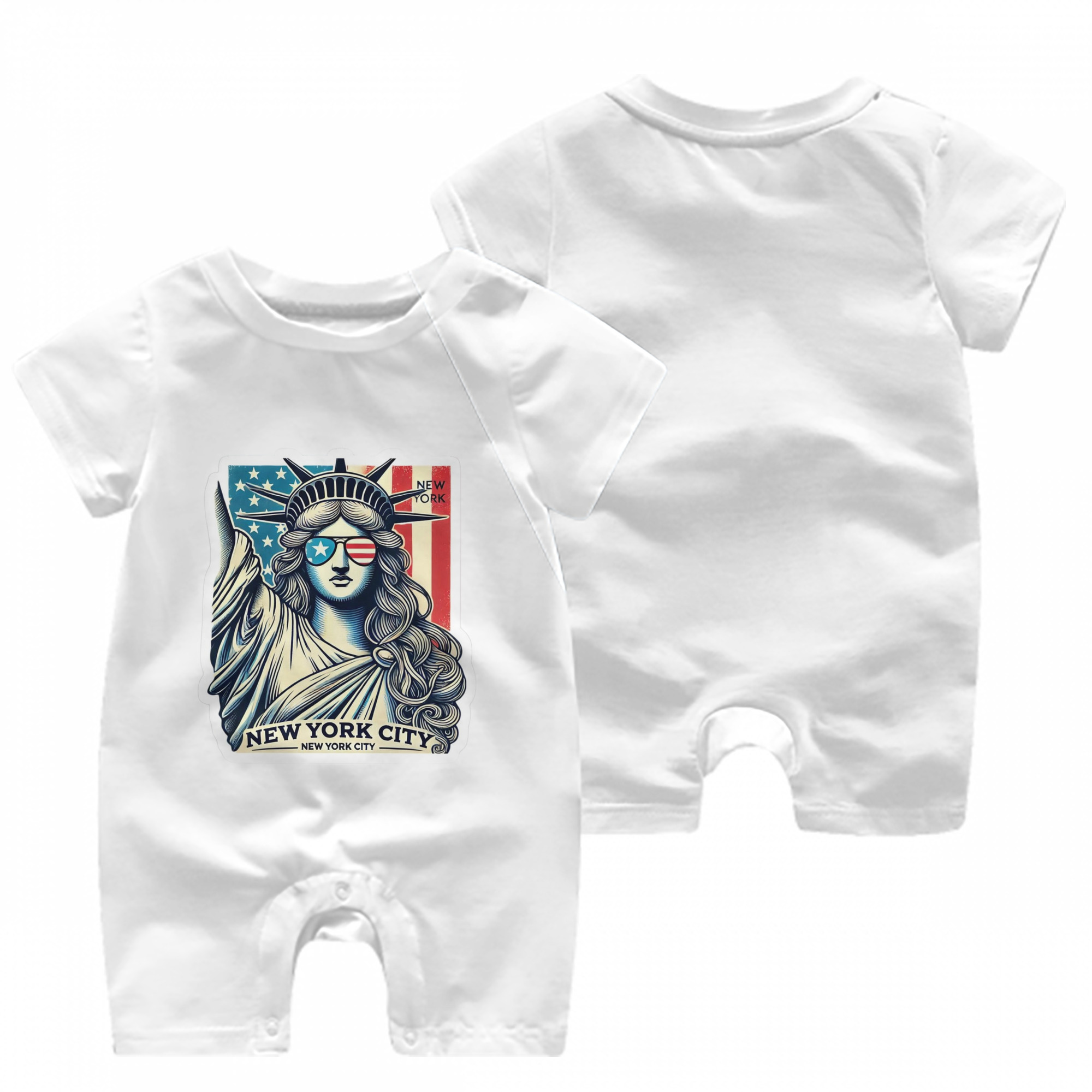 New York Yankees Liberty Baby Short Sleeve Onesie – 100% Cotton Soft & Breathable Digital Print Romper – Double-Sided Print, Snap Closure For Easy Diaper Changes – Comfortable For Boys & Girls