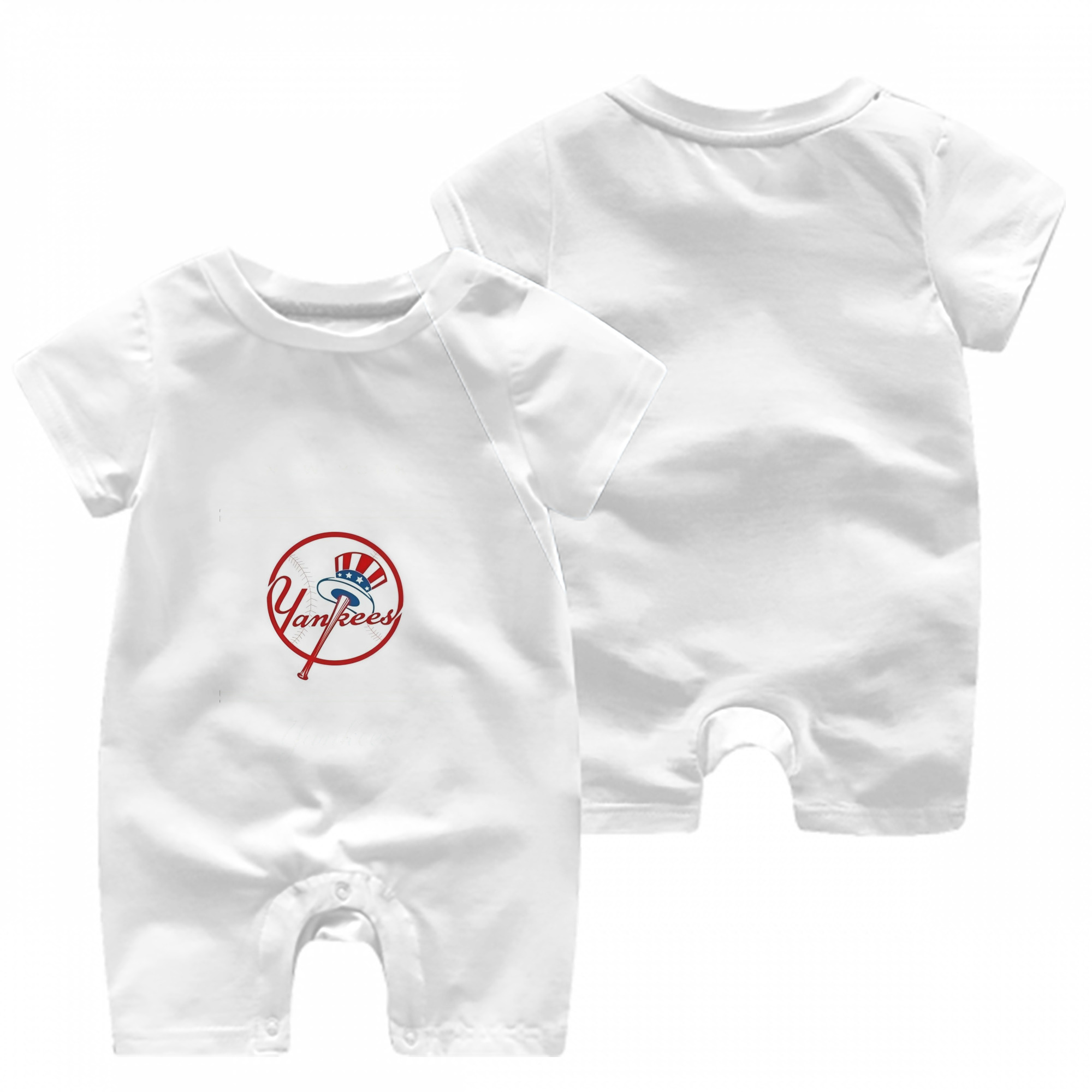 New York Yankees Logo Baby Short Sleeve Onesie – 100% Cotton Soft & Breathable Digital Print Romper – Double-Sided Print, Snap Closure For Easy Diaper Changes – Comfortable For Boys & Girls