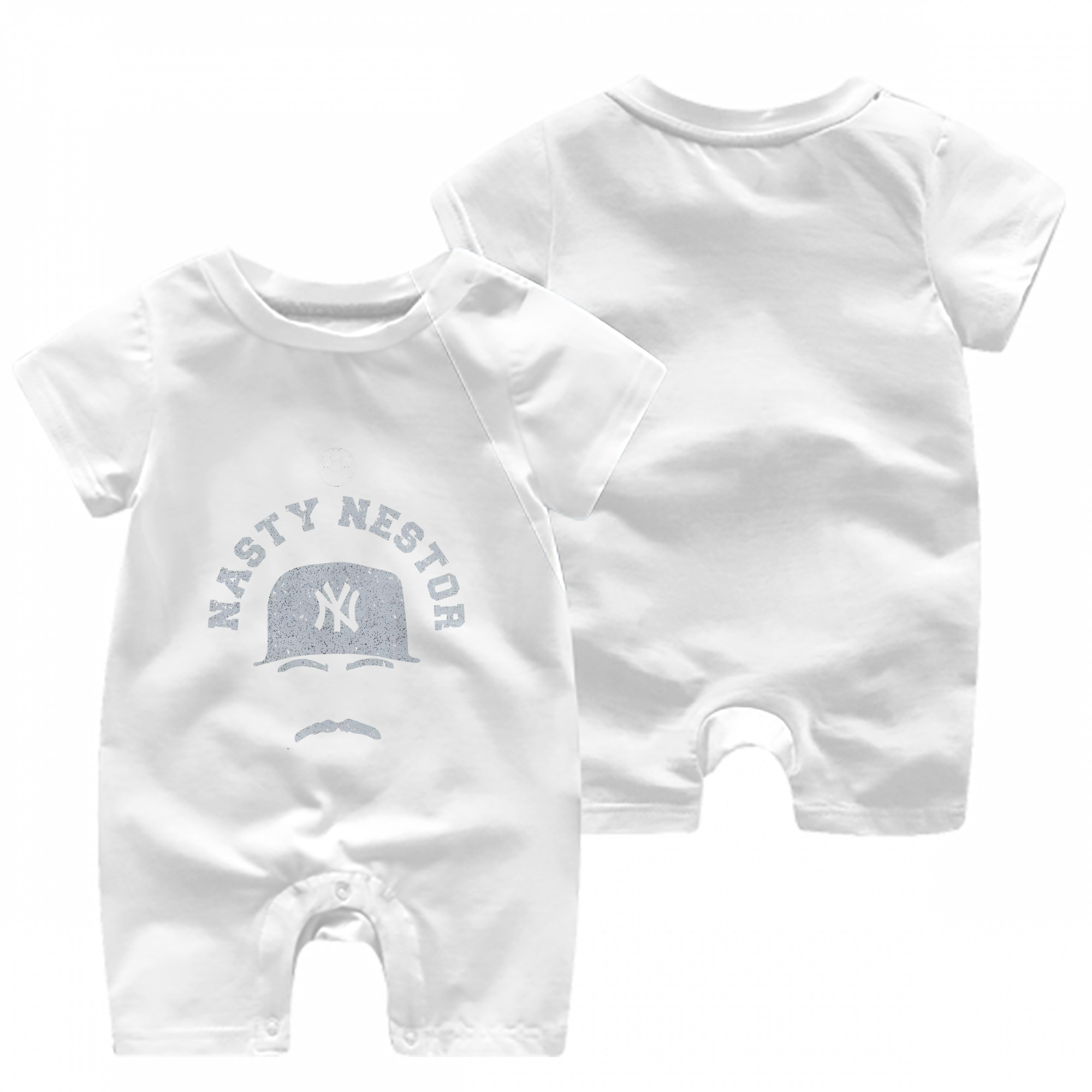 New York Yankees Nasty Nestor Baby Short Sleeve Onesie – 100% Cotton Soft & Breathable Digital Print Romper – Double-Sided Print, Snap Closure For Easy Diaper Changes – Comfortable For Boys & Girls
