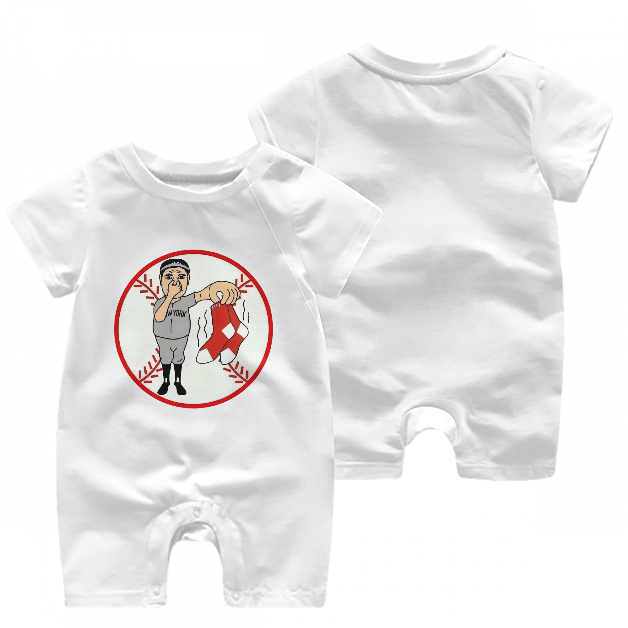 New York Yankees Duty Red Sox Baby Short Sleeve Onesie – 100% Cotton Soft & Breathable Digital Print Romper – Double-Sided Print, Snap Closure For Easy Diaper Changes – Comfortable For Boys & Girls