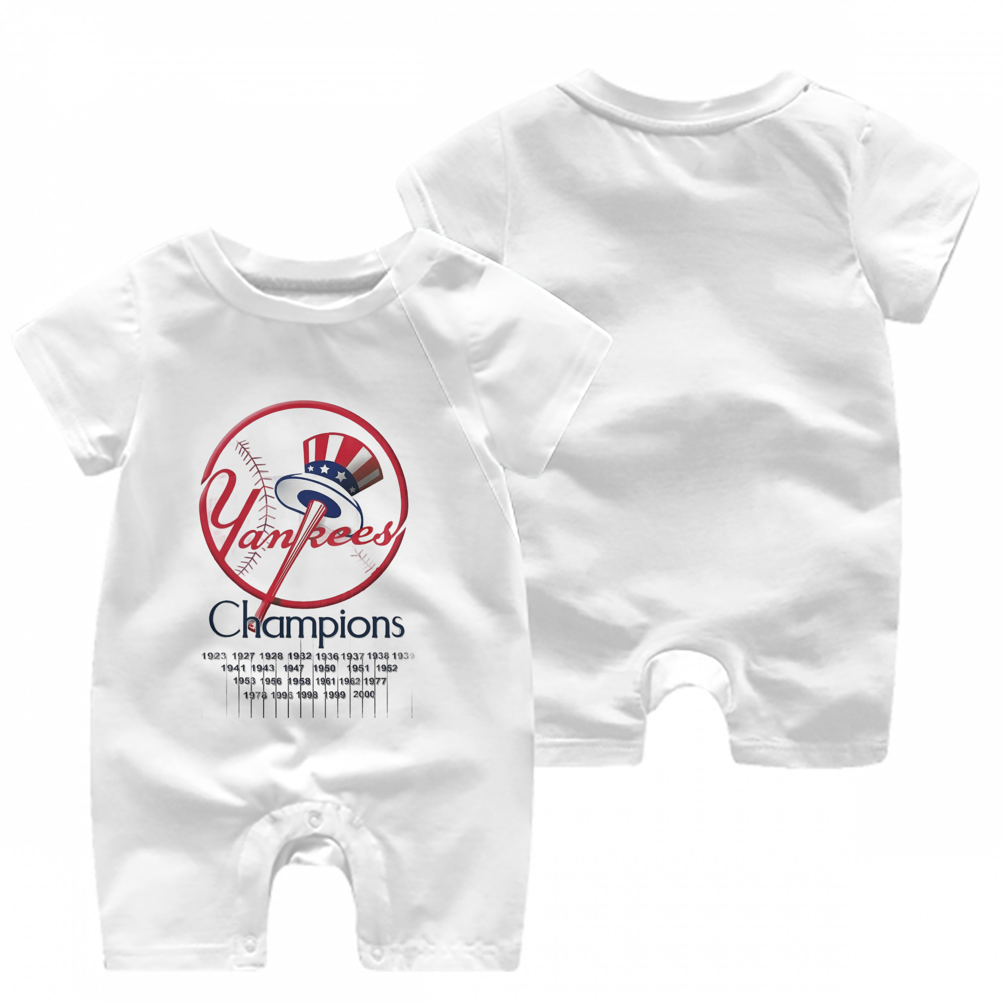 New York Yankees 56 Baby Short Sleeve Onesie – 100% Cotton Soft & Breathable Digital Print Romper – Double-Sided Print, Snap Closure For Easy Diaper Changes – Comfortable For Boys & Girls