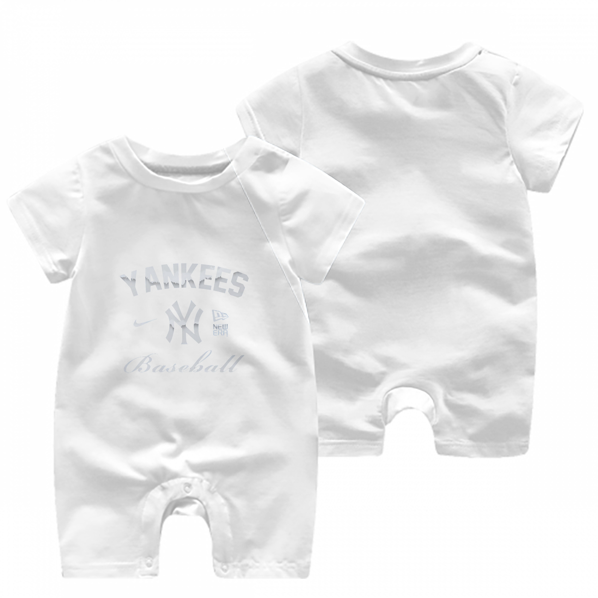 New York Yankees BaseBall Baby Short Sleeve Onesie – 100% Cotton Soft & Breathable Digital Print Romper – Double-Sided Print, Snap Closure For Easy Diaper Changes – Comfortable For Boys & Girls