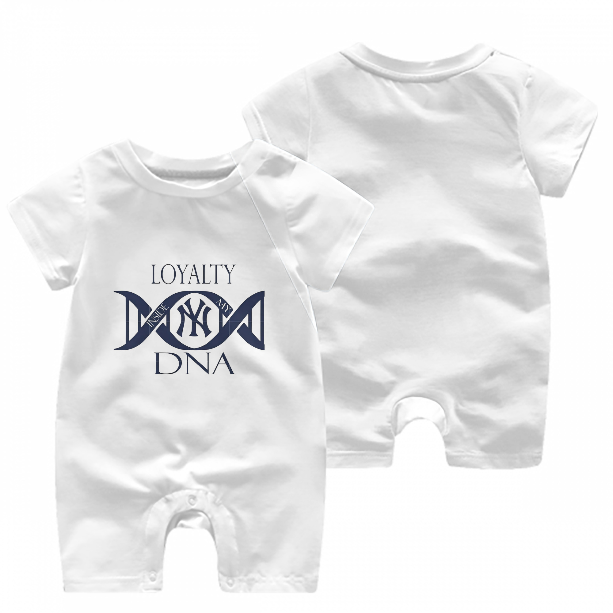 New York Yankees Loyalty DNA Baby Short Sleeve Onesie – 100% Cotton Soft & Breathable Digital Print Romper – Double-Sided Print, Snap Closure For Easy Diaper Changes – Comfortable For Boys & Girls