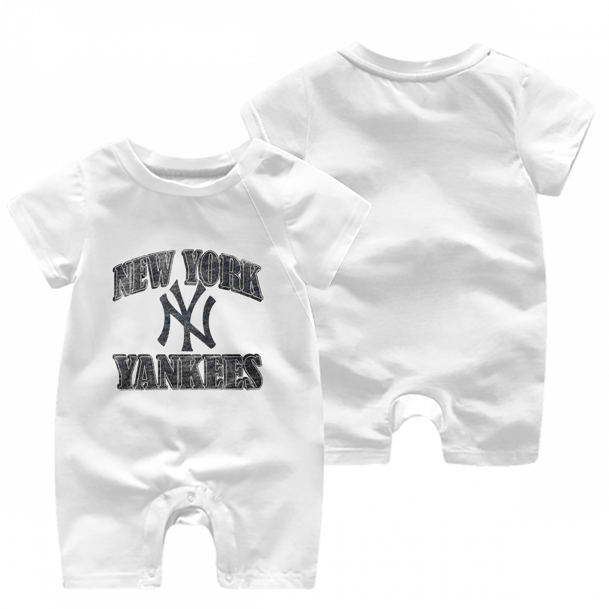 New York Yankees 76 Baby Short Sleeve Onesie – 100% Cotton Soft & Breathable Digital Print Romper – Double-Sided Print, Snap Closure For Easy Diaper Changes – Comfortable For Boys & Girls