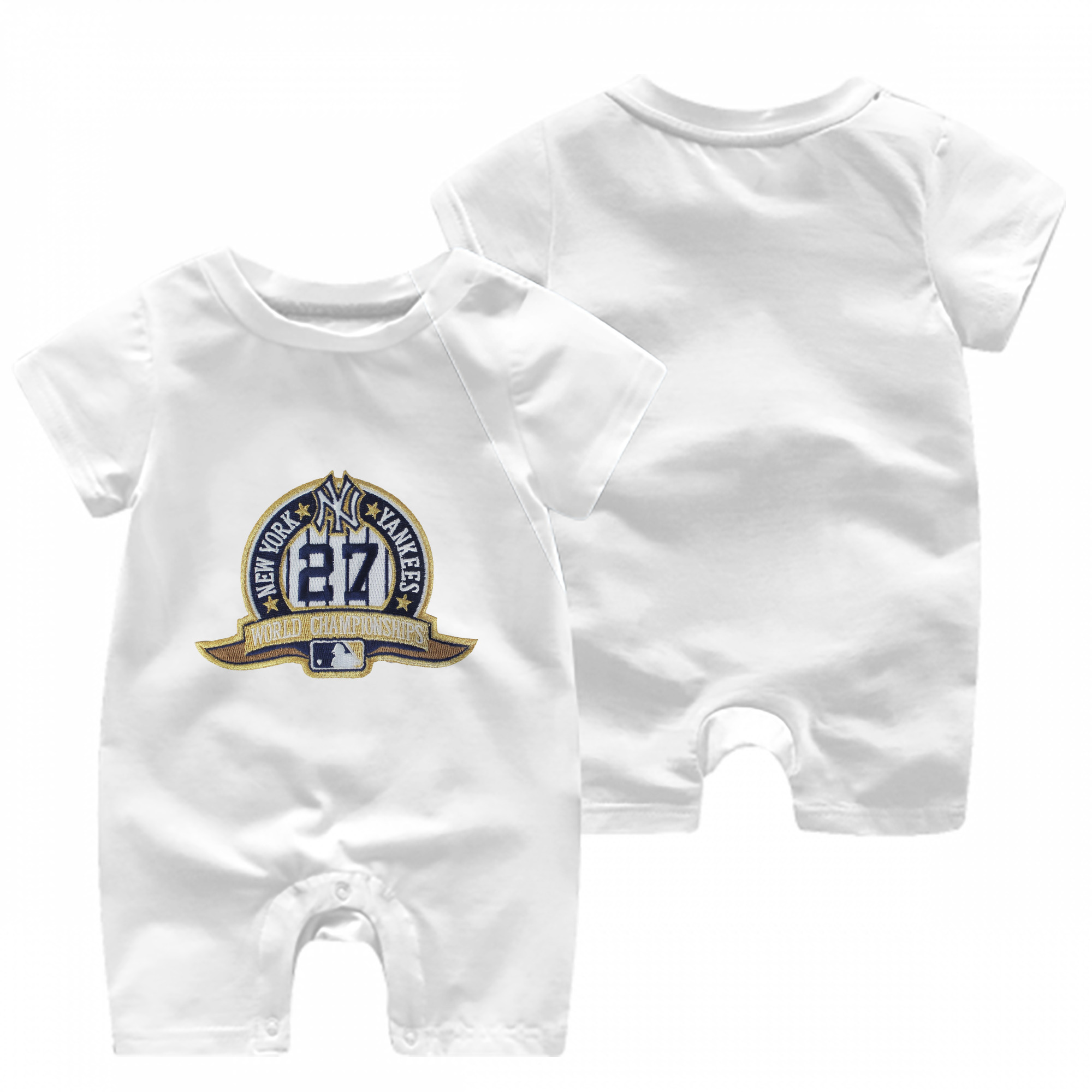 New York Yankees 271 Baby Short Sleeve Onesie – 100% Cotton Soft & Breathable Digital Print Romper – Double-Sided Print, Snap Closure For Easy Diaper Changes – Comfortable For Boys & Girls