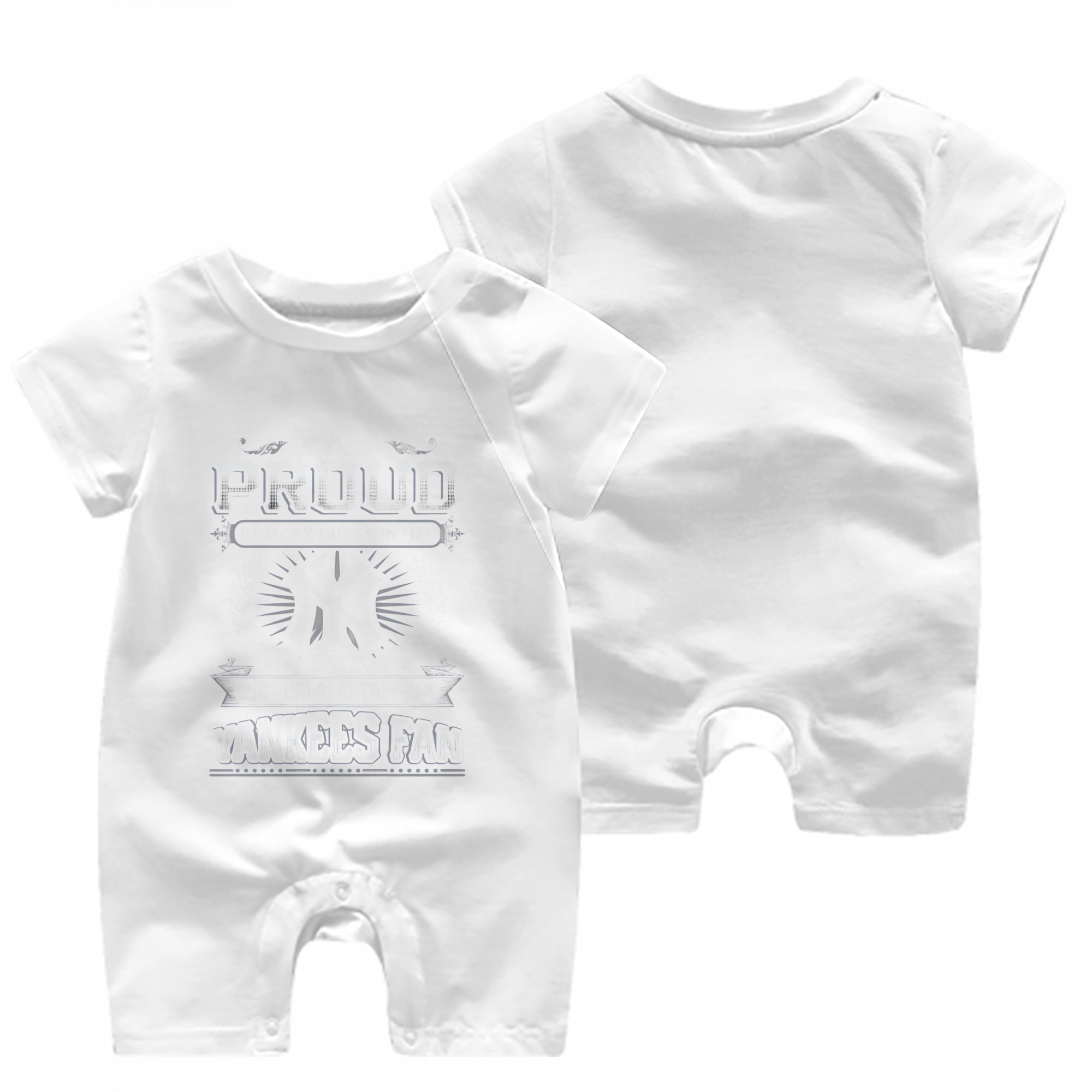 New York Yankees 275 Baby Short Sleeve Onesie – 100% Cotton Soft & Breathable Digital Print Romper – Double-Sided Print, Snap Closure For Easy Diaper Changes – Comfortable For Boys & Girls