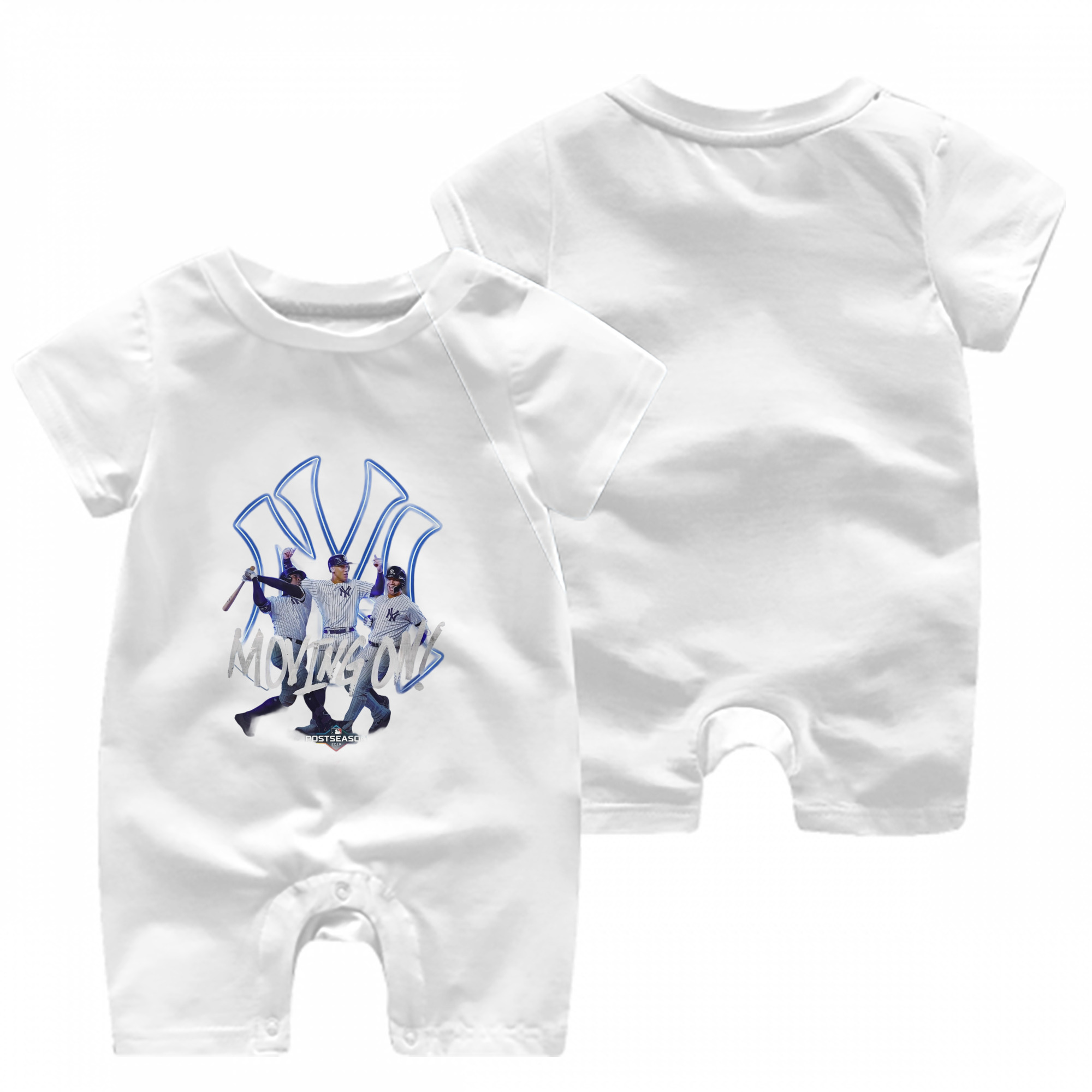 New York Yankees 280 Baby Short Sleeve Onesie – 100% Cotton Soft & Breathable Digital Print Romper – Double-Sided Print, Snap Closure For Easy Diaper Changes – Comfortable For Boys & Girls