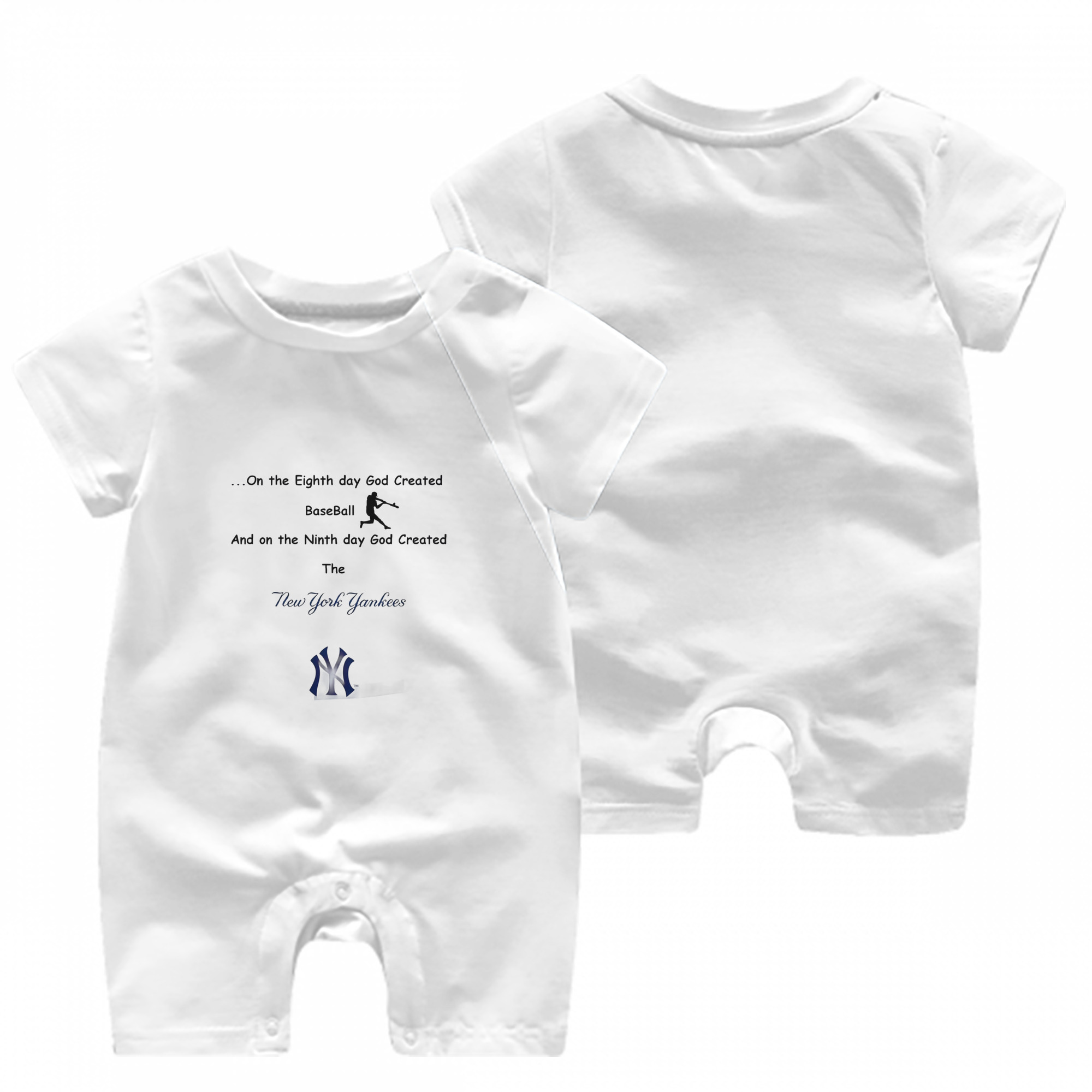 New York Yankees 281 Baby Short Sleeve Onesie – 100% Cotton Soft & Breathable Digital Print Romper – Double-Sided Print, Snap Closure For Easy Diaper Changes – Comfortable For Boys & Girls