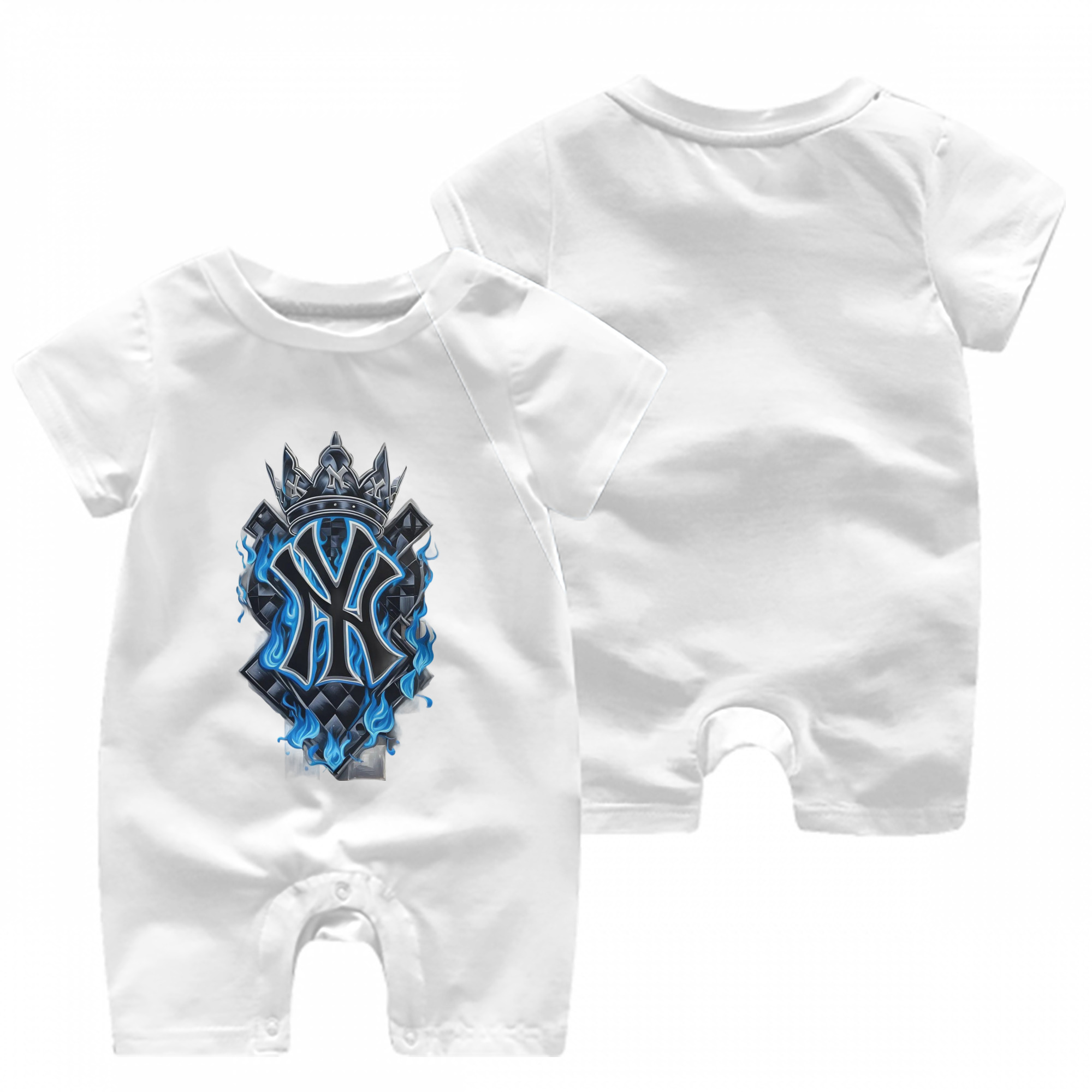 New York Yankees 285 Baby Short Sleeve Onesie – 100% Cotton Soft & Breathable Digital Print Romper – Double-Sided Print, Snap Closure For Easy Diaper Changes – Comfortable For Boys & Girls