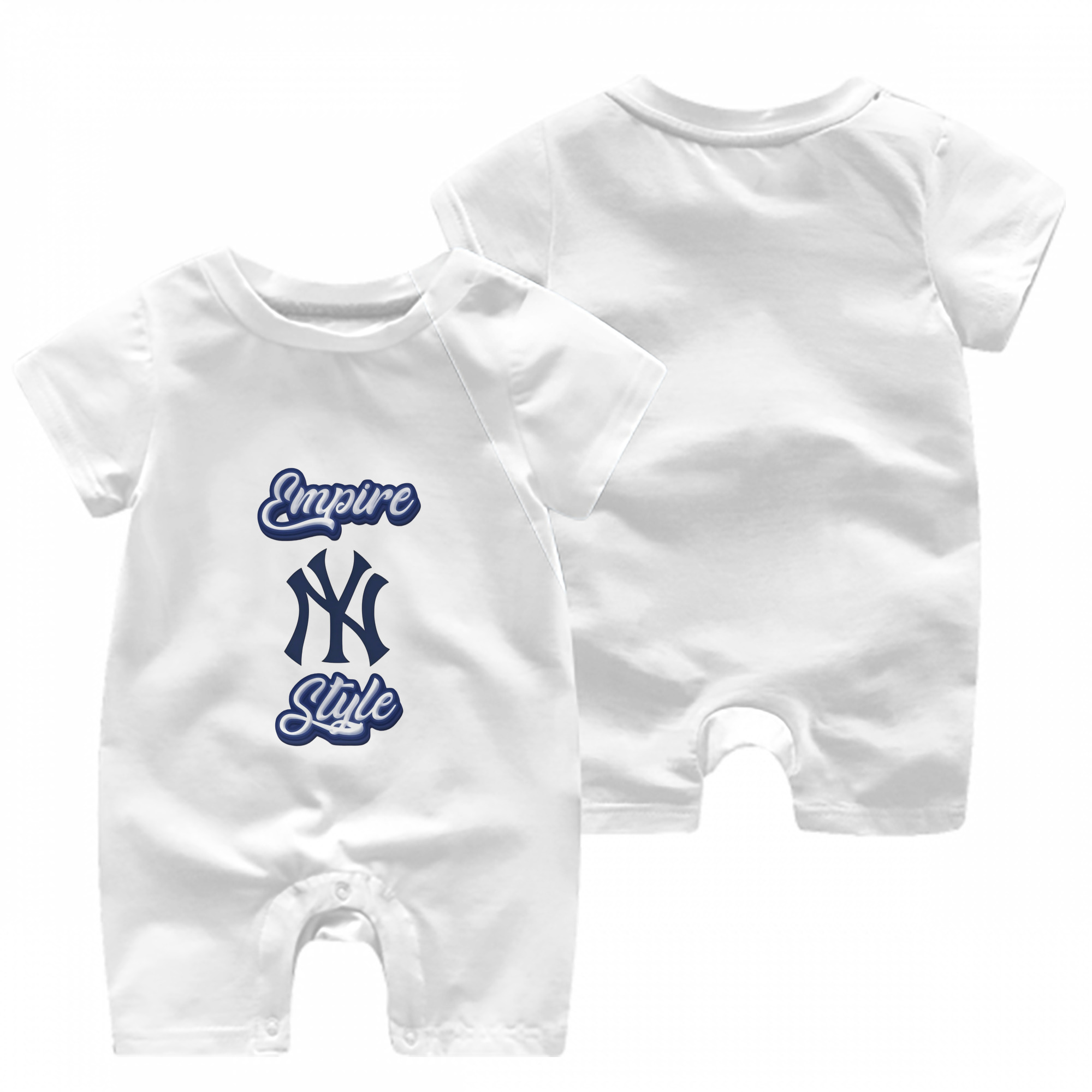 New York Yankees Empire Yankees Style Baby Short Sleeve Onesie – 100% Cotton Soft & Breathable Digital Print Romper – Double-Sided Print, Snap Closure For Easy Diaper Changes – Comfortable For Boys & Girls