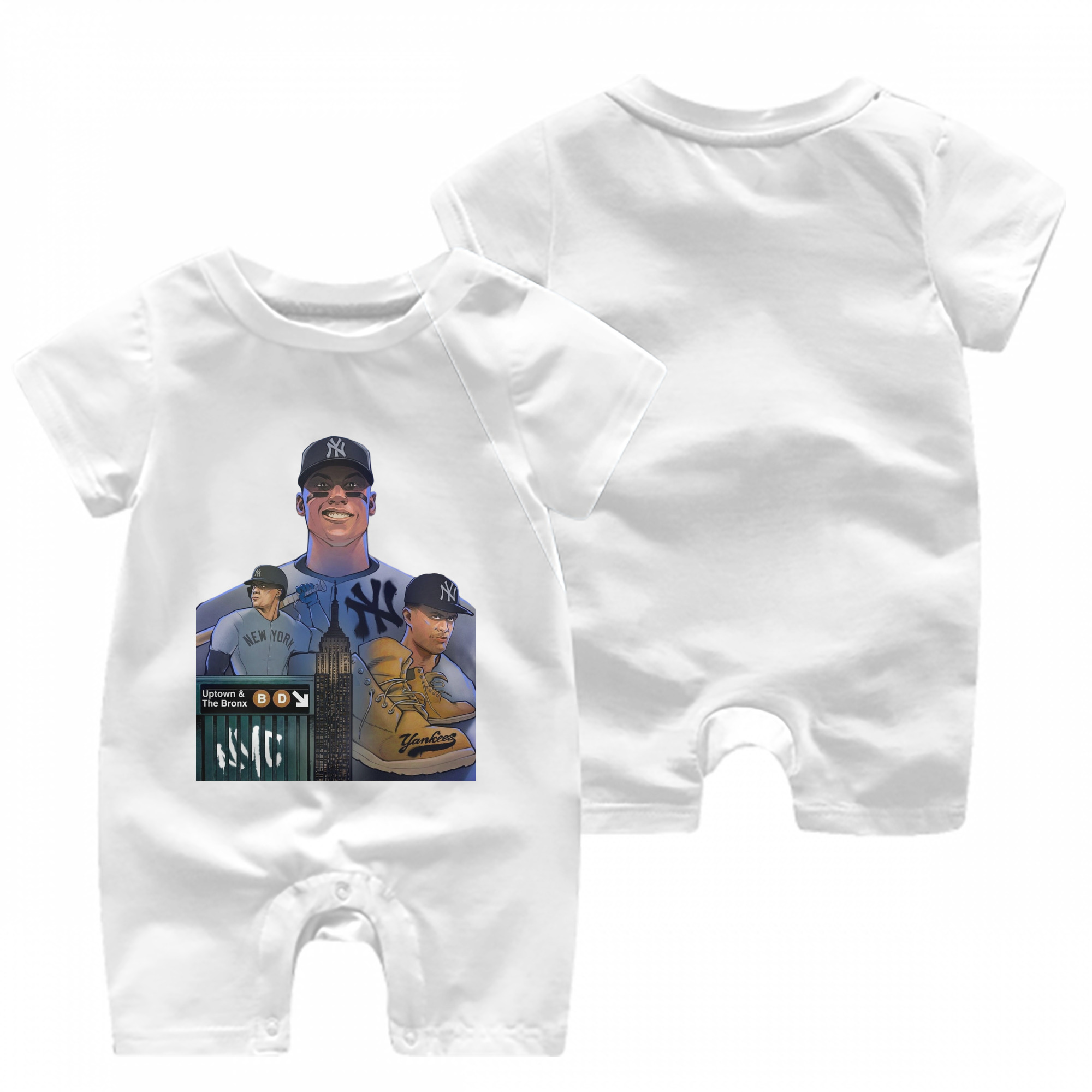 New York Yankees 273 Baby Short Sleeve Onesie – 100% Cotton Soft & Breathable Digital Print Romper – Double-Sided Print, Snap Closure For Easy Diaper Changes – Comfortable For Boys & Girls