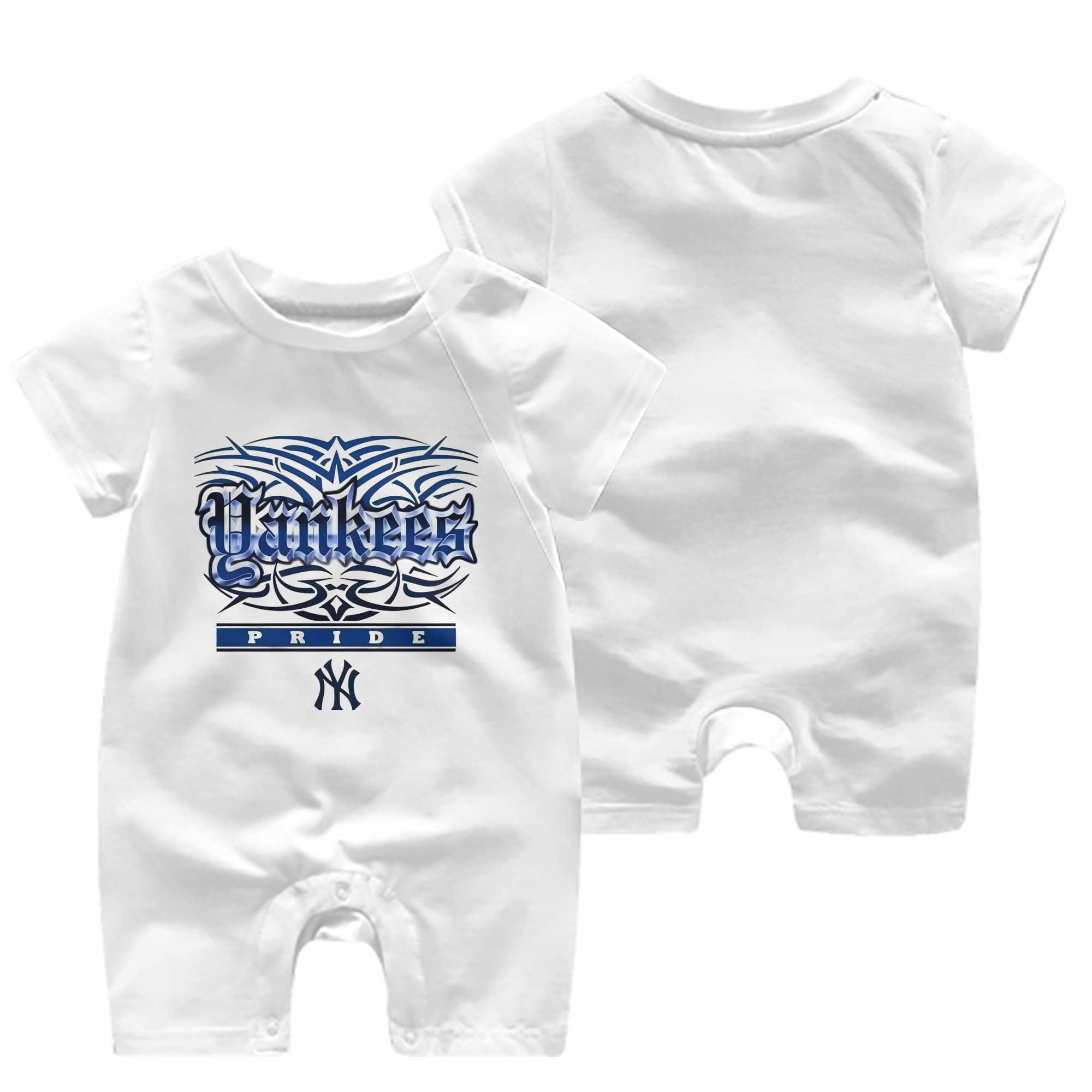 New York Yankees 278 Baby Short Sleeve Onesie – 100% Cotton Soft & Breathable Digital Print Romper – Double-Sided Print, Snap Closure For Easy Diaper Changes – Comfortable For Boys & Girls