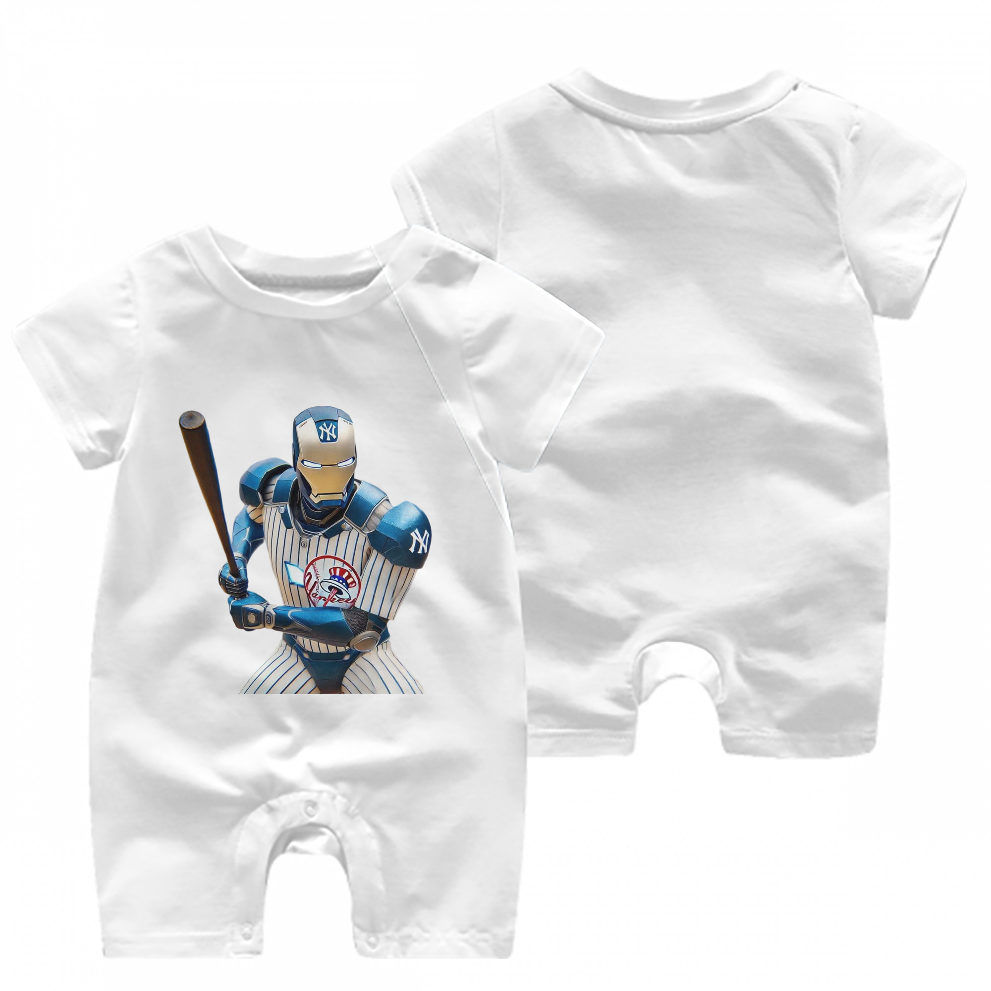 New York Yankees 283 Baby Short Sleeve Onesie – 100% Cotton Soft & Breathable Digital Print Romper – Double-Sided Print, Snap Closure For Easy Diaper Changes – Comfortable For Boys & Girls