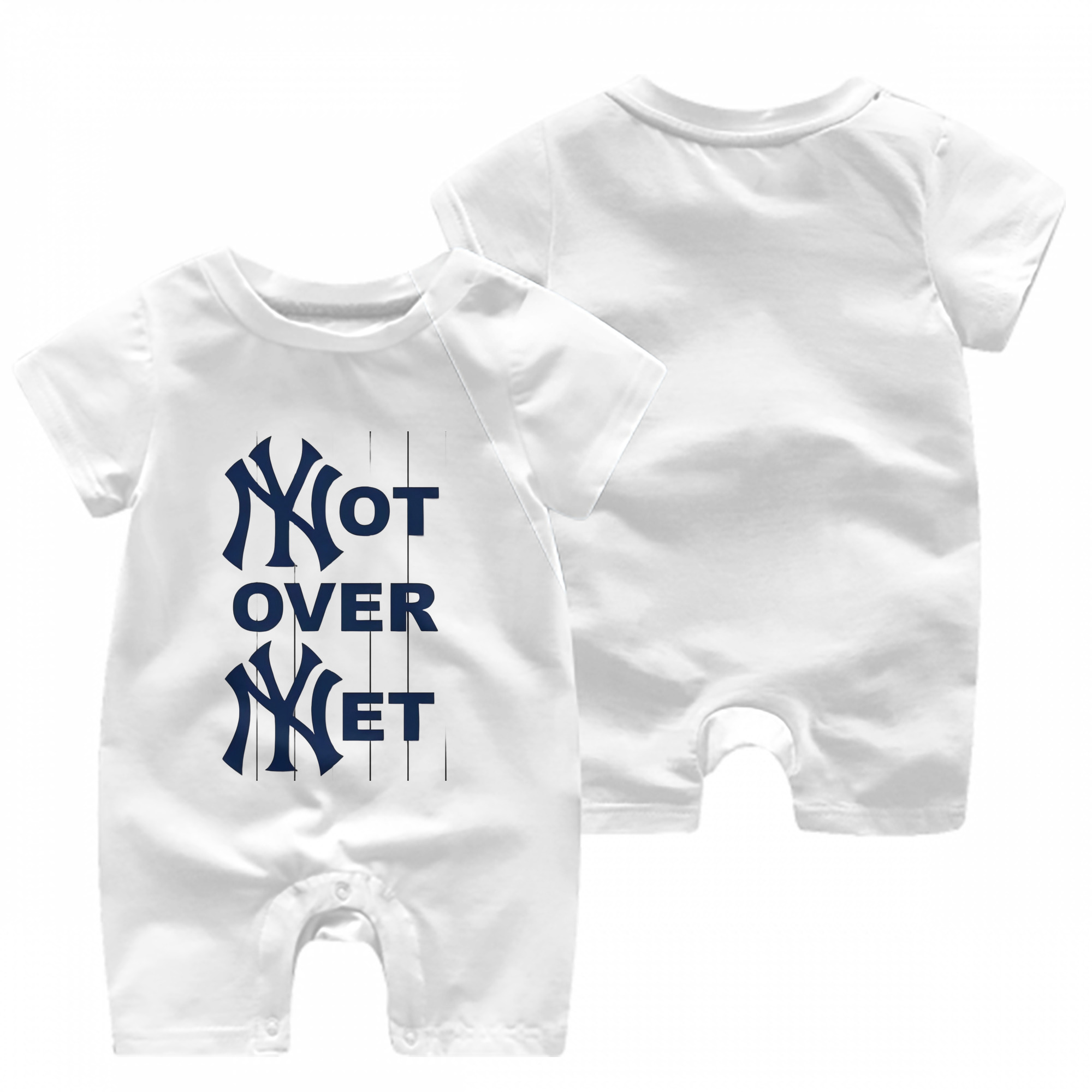 New York Yankees Not over Net Baby Short Sleeve Onesie – 100% Cotton Soft & Breathable Digital Print Romper – Double-Sided Print, Snap Closure For Easy Diaper Changes – Comfortable For Boys & Girls