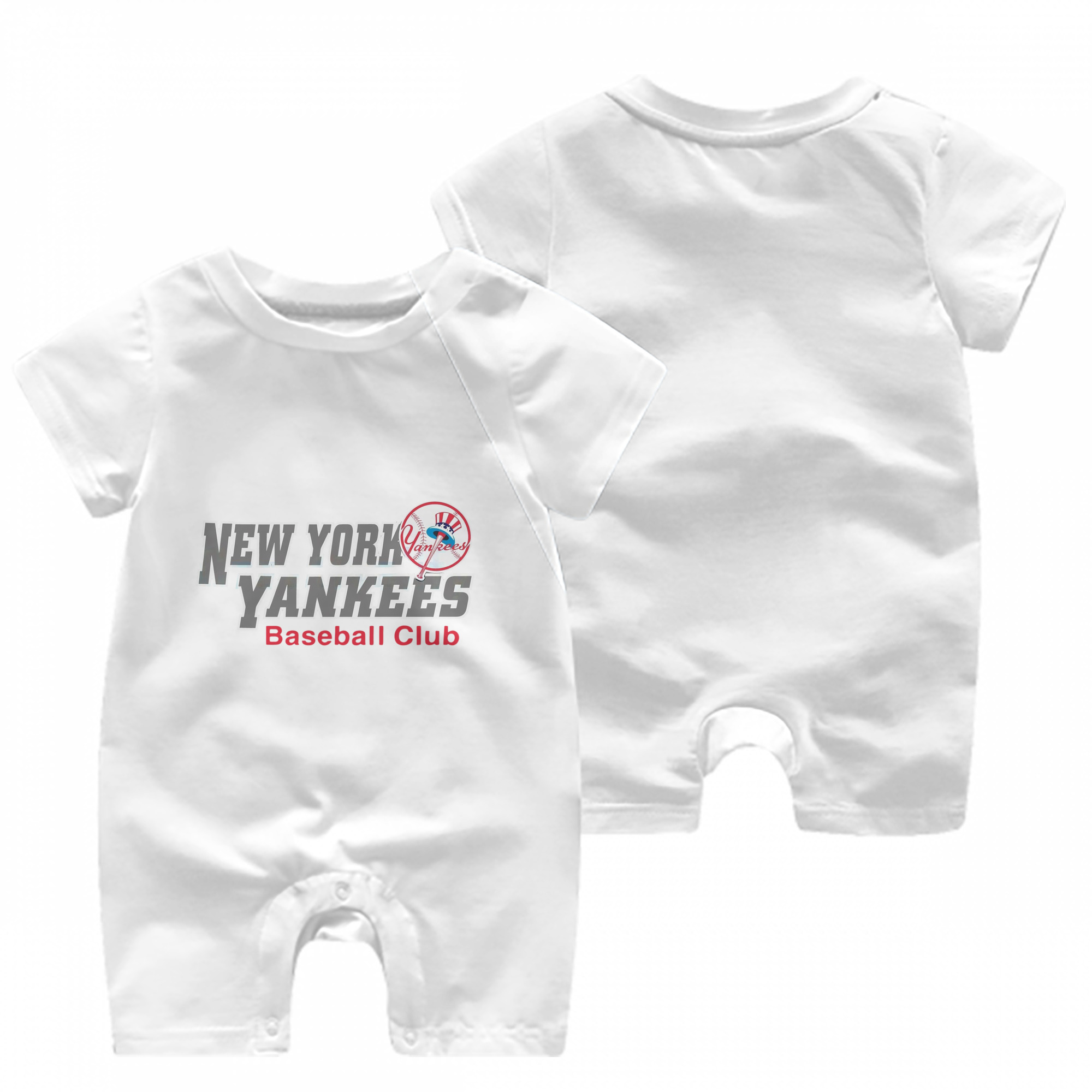 New York Yankees Baseball Club Baby Short Sleeve Onesie – 100% Cotton Soft & Breathable Digital Print Romper – Double-Sided Print, Snap Closure For Easy Diaper Changes – Comfortable For Boys & Girls