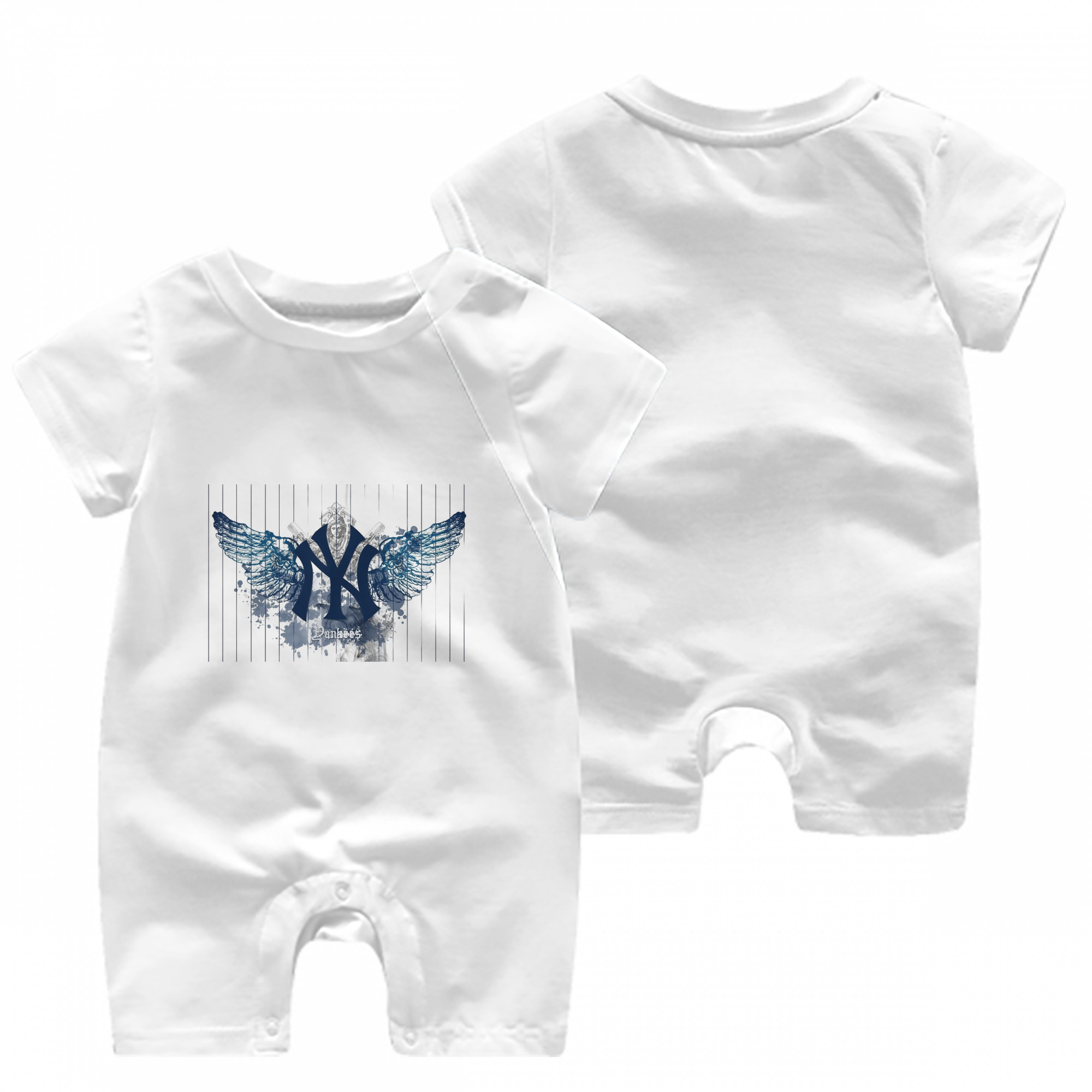 New York Yankees 293 Baby Short Sleeve Onesie – 100% Cotton Soft & Breathable Digital Print Romper – Double-Sided Print, Snap Closure For Easy Diaper Changes – Comfortable For Boys & Girls