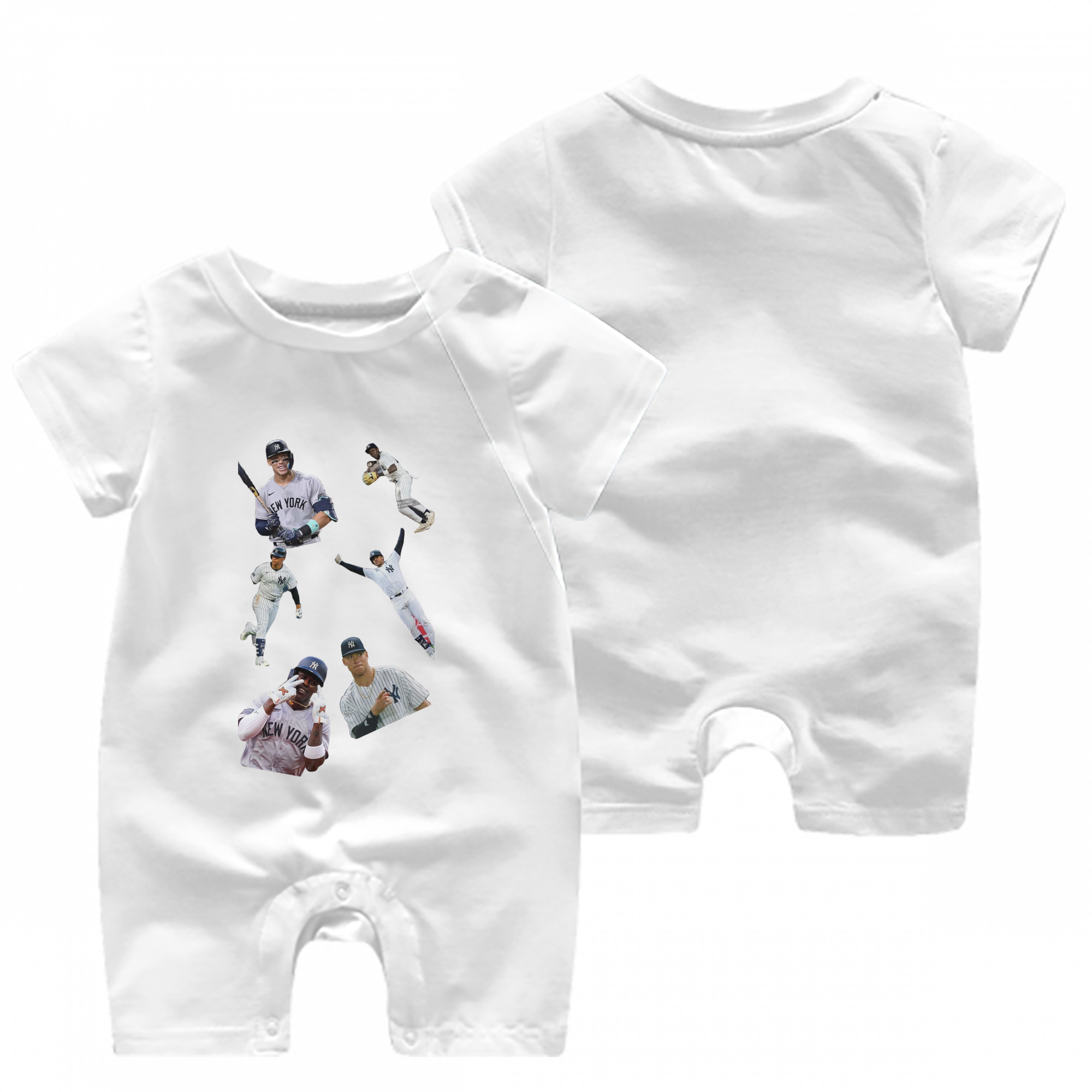 New York Yankees 284 Baby Short Sleeve Onesie – 100% Cotton Soft & Breathable Digital Print Romper – Double-Sided Print, Snap Closure For Easy Diaper Changes – Comfortable For Boys & Girls