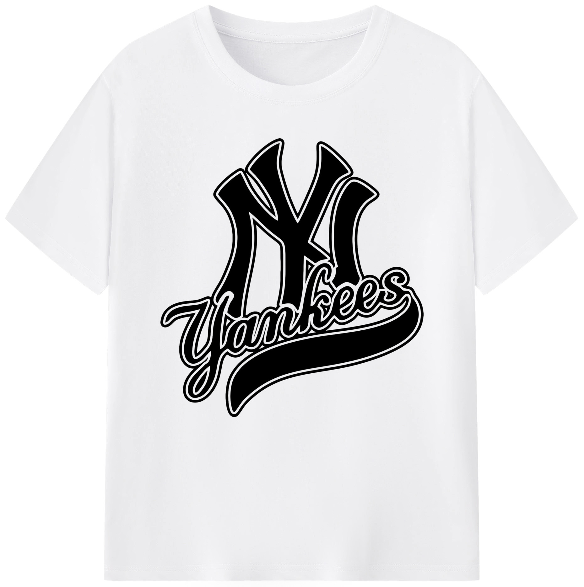 New York Yankees Black Logo 180g Cotton T-Shirt With Front Heat Transfer Print – Soft, Lightweight, Fitted Design – Comfortable Casual Wear For Sports & Everyday Use