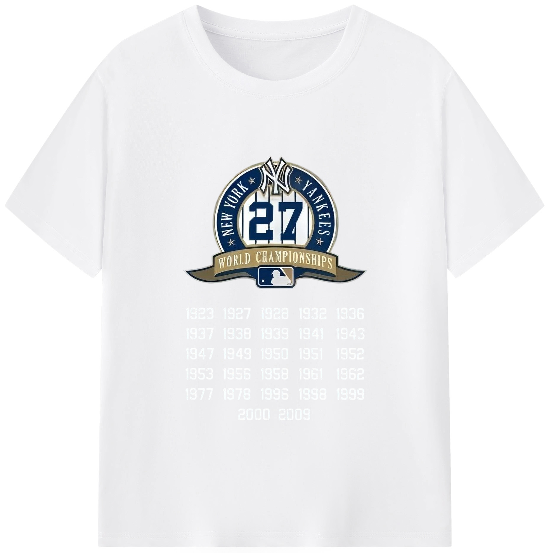 New York Yankees 27 WS Championships 180g Cotton T-Shirt With Front Heat Transfer Print – Soft, Lightweight, Fitted Design – Comfortable Casual Wear For Sports & Everyday Use