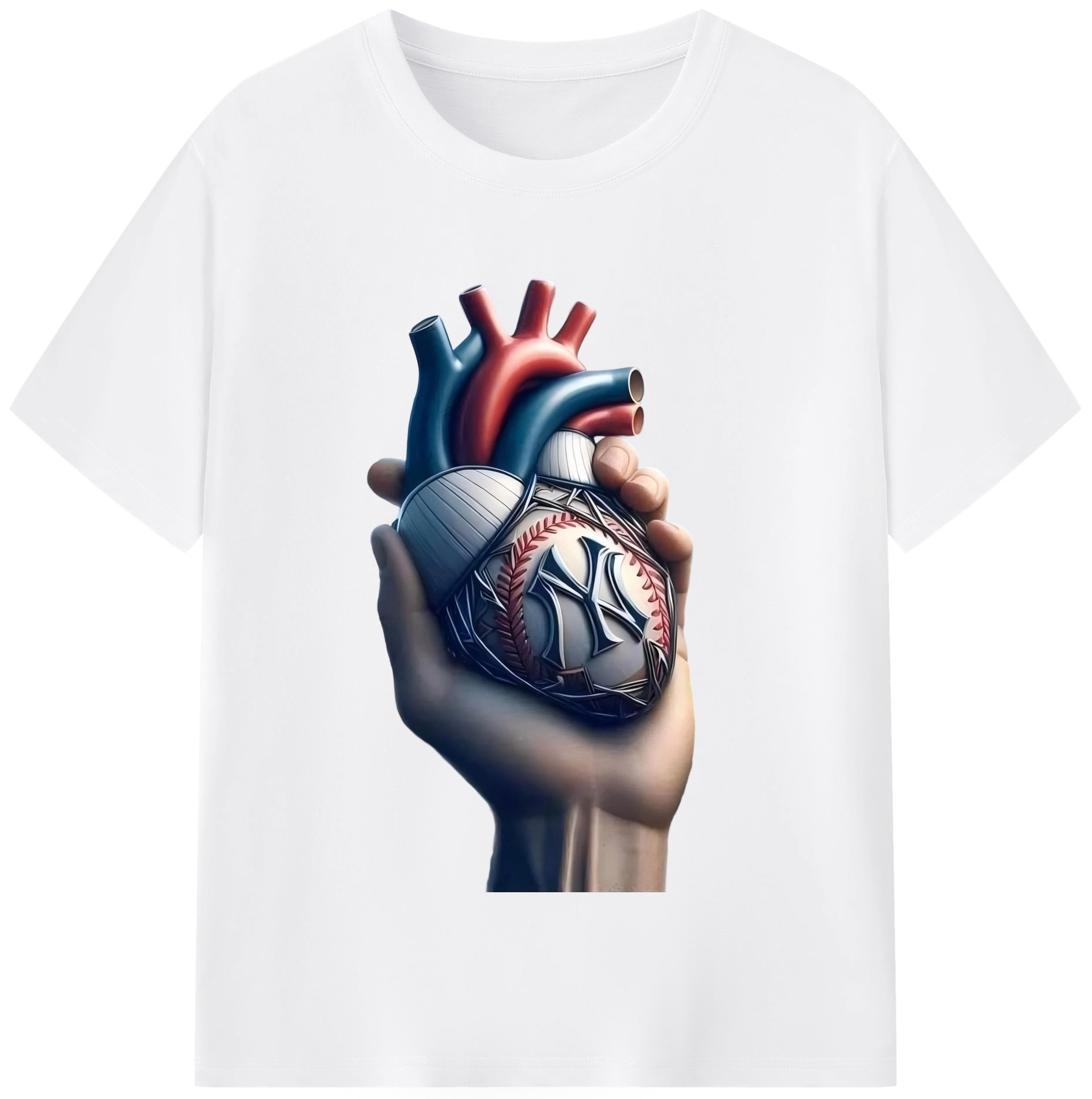 New York Yankees Heart 180g Cotton T-Shirt With Front Heat Transfer Print – Soft, Lightweight, Fitted Design – Comfortable Casual Wear For Sports & Everyday Use