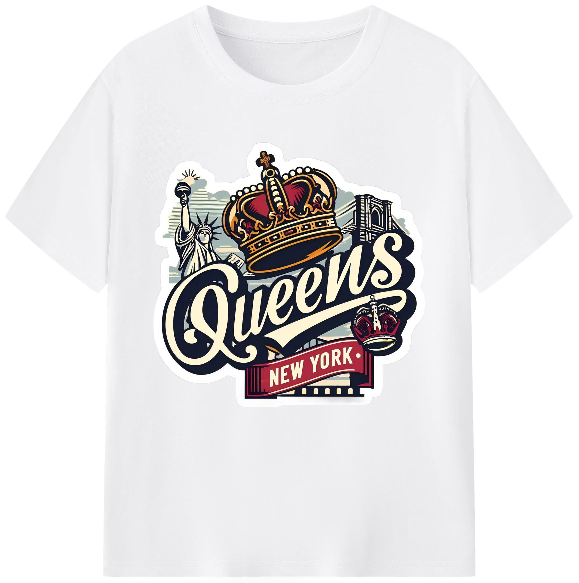 New York Yankees New York Queens 180g Cotton T-Shirt With Front Heat Transfer Print – Soft, Lightweight, Fitted Design – Comfortable Casual Wear For Sports & Everyday Use