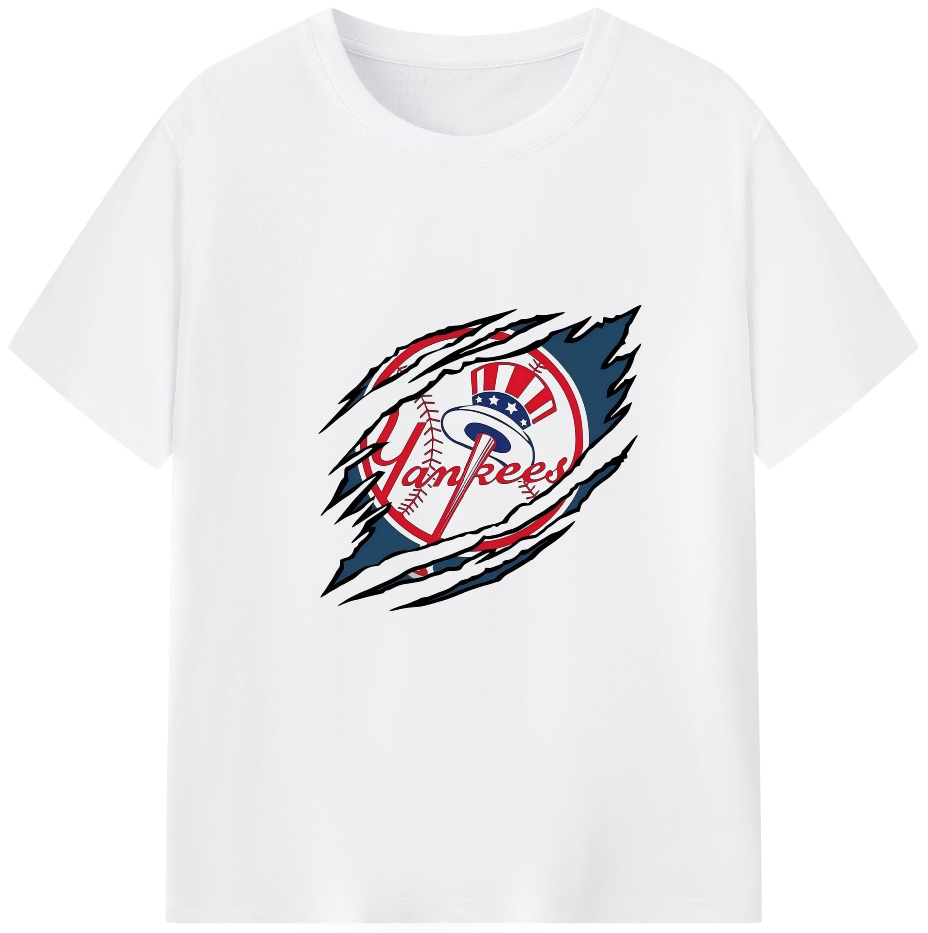 New York Yankees Claw Logo 180g Cotton T-Shirt With Front Heat Transfer Print – Soft, Lightweight, Fitted Design – Comfortable Casual Wear For Sports & Everyday Use