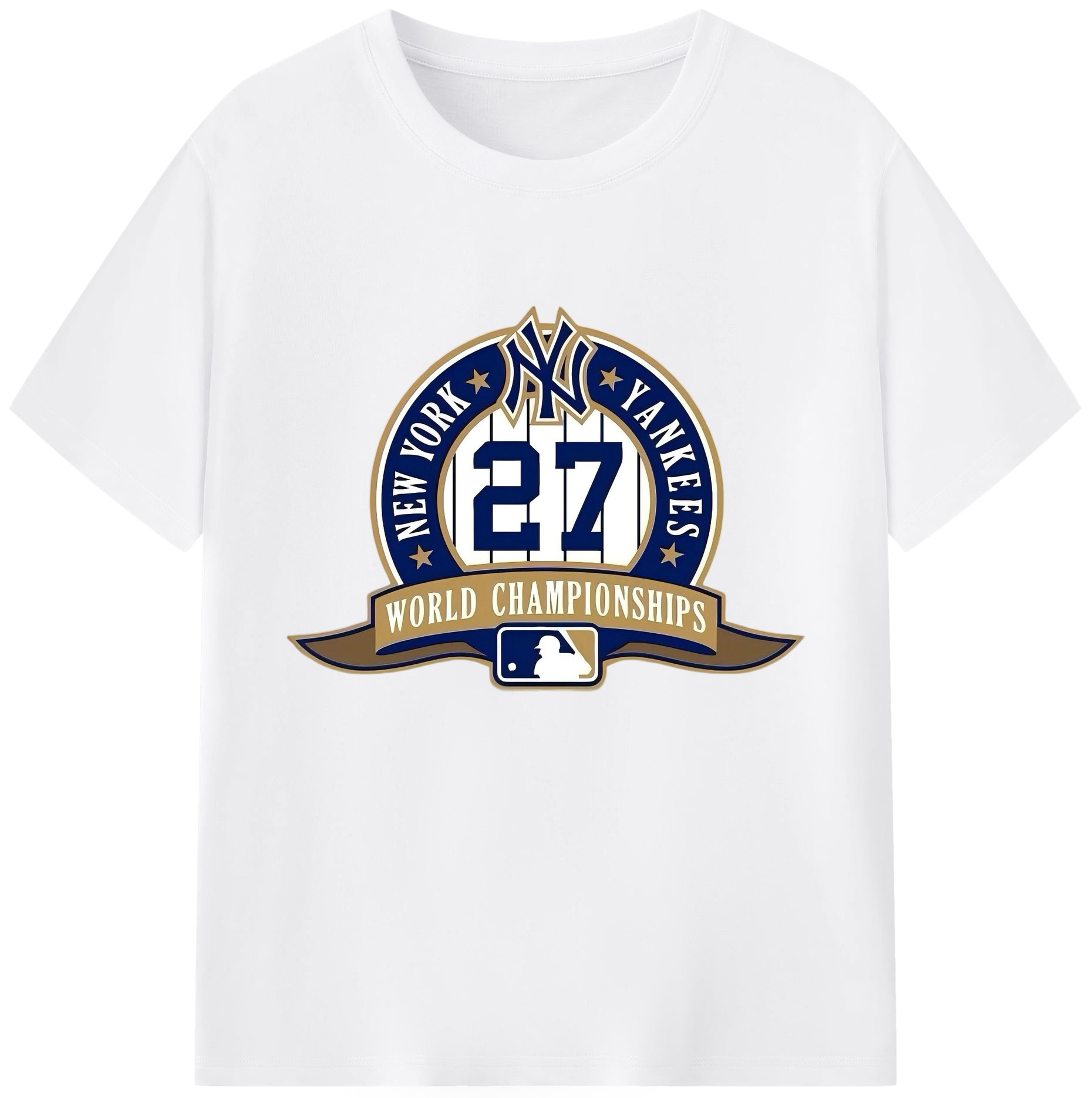 New York Yankees 27 World Championships 180g Cotton T-Shirt With Front Heat Transfer Print – Soft, Lightweight, Fitted Design – Comfortable Casual Wear For Sports & Everyday Use