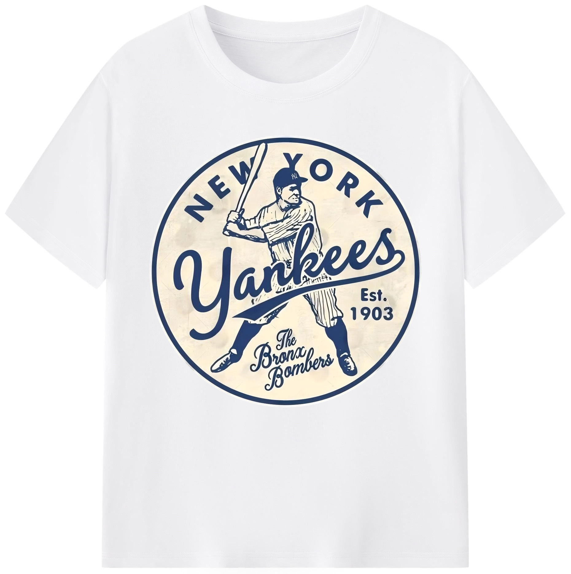 New York Yankees The Bronx Bombers Estd 1903 180g Cotton T-Shirt With Front Heat Transfer Print – Soft, Lightweight, Fitted Design – Comfortable Casual Wear For Sports & Everyday Use