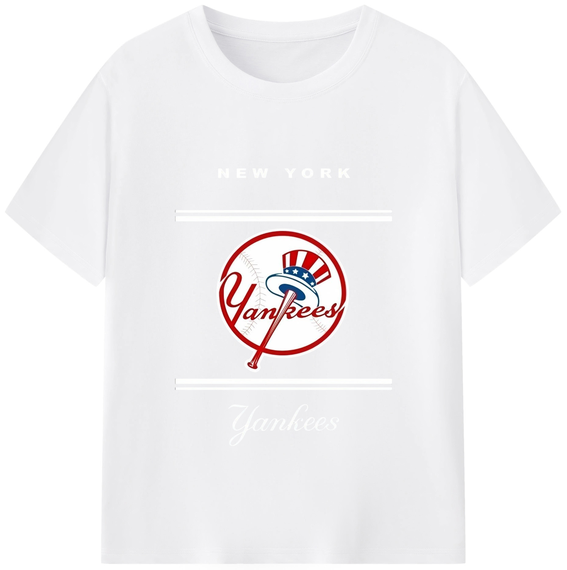 New York Yankees Logo 180g Cotton T-Shirt With Front Heat Transfer Print – Soft, Lightweight, Fitted Design – Comfortable Casual Wear For Sports & Everyday Use
