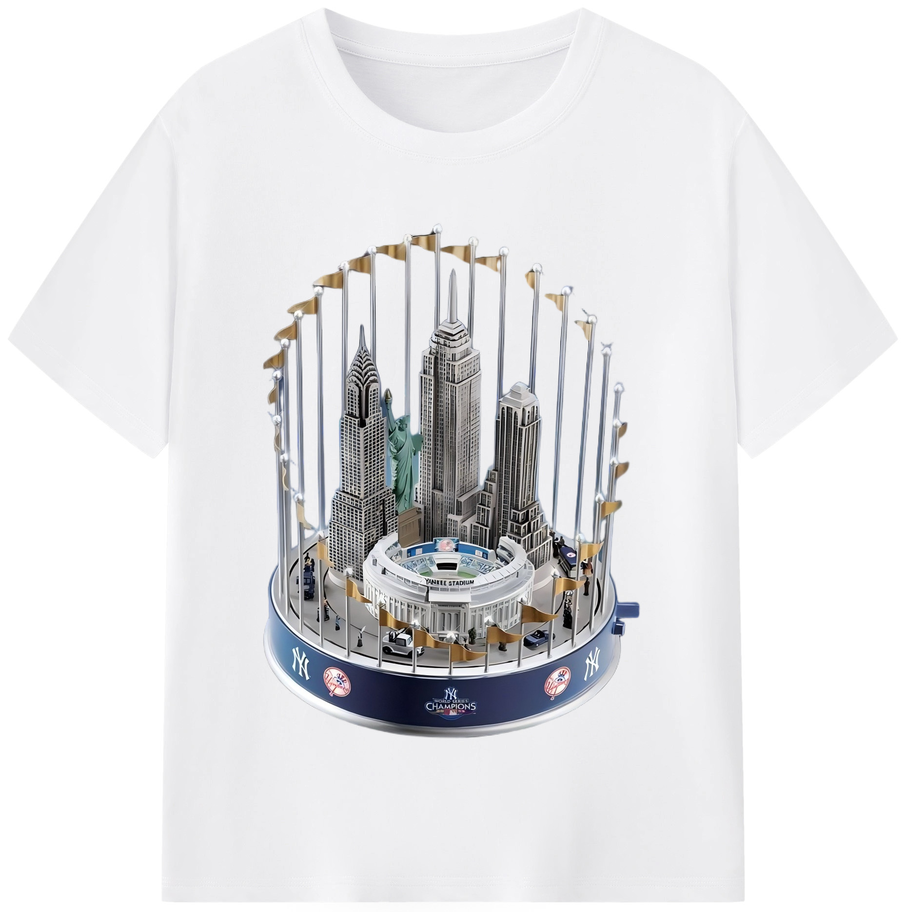 New York Yankees WS Champions Cup 180g Cotton T-Shirt With Front Heat Transfer Print – Soft, Lightweight, Fitted Design – Comfortable Casual Wear For Sports & Everyday Use
