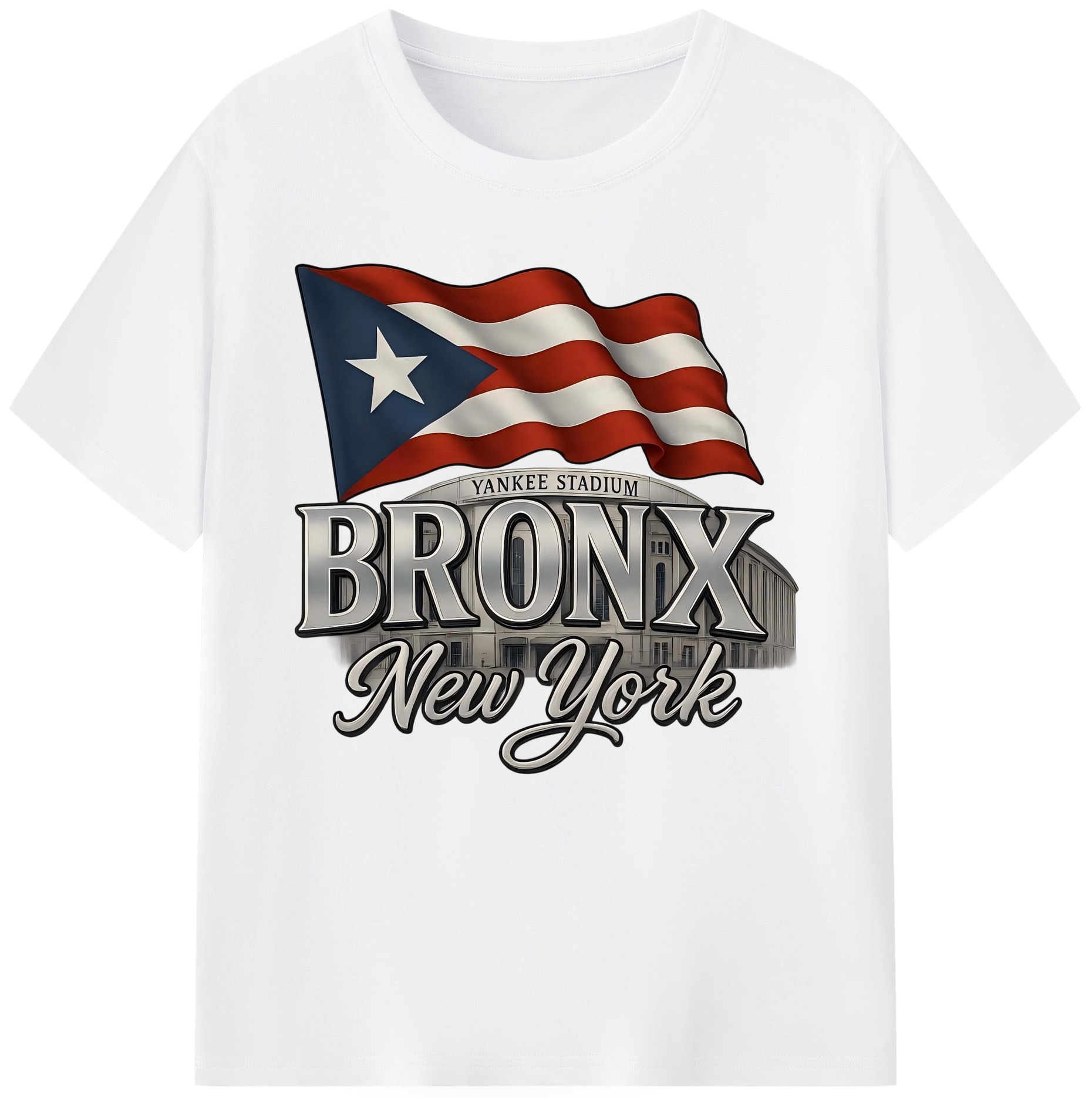 New York Yankees BRONX Yankees Stadium 180g Cotton T-Shirt With Front Heat Transfer Print – Soft, Lightweight, Fitted Design – Comfortable Casual Wear For Sports & Everyday Use