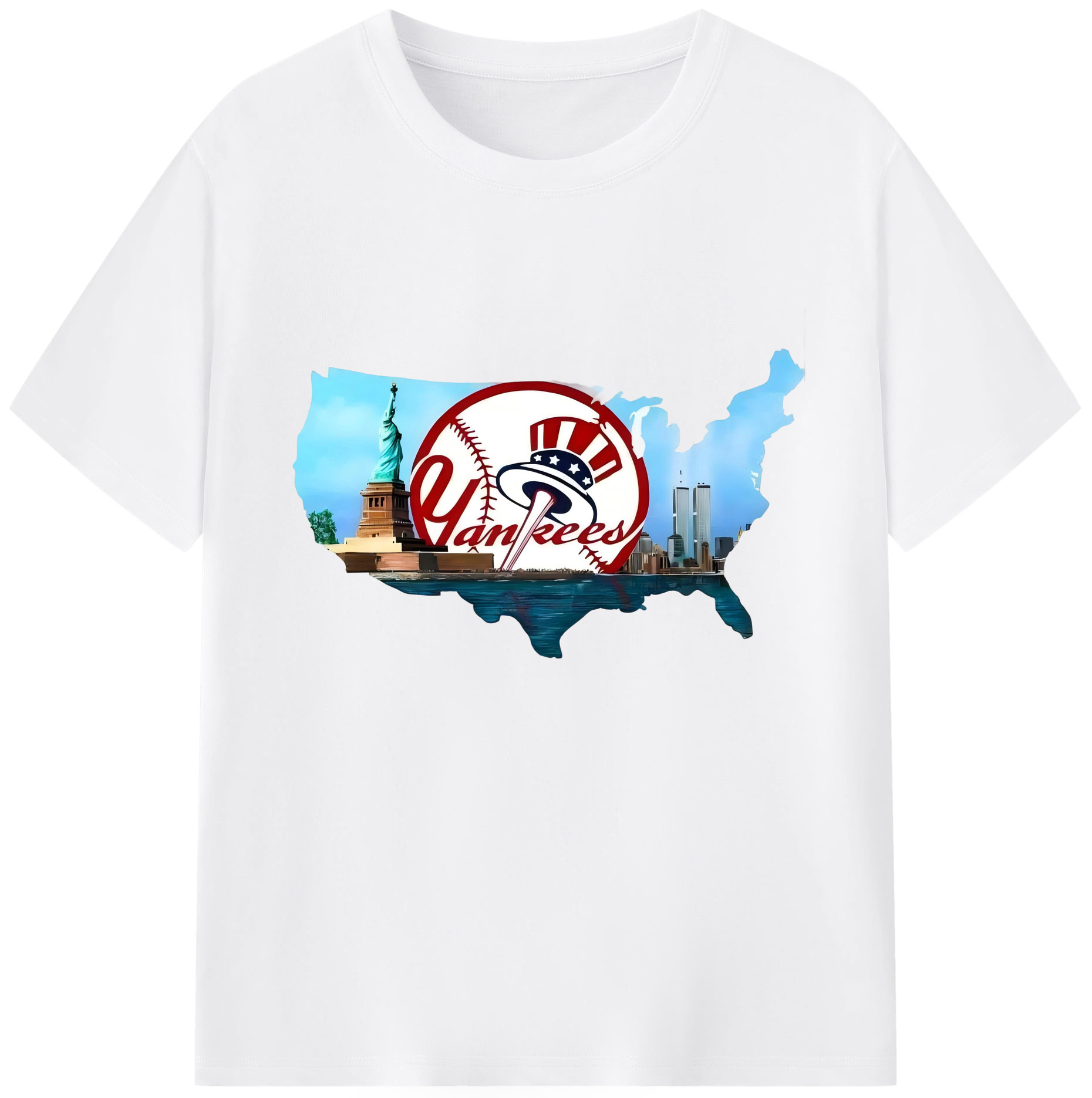New York Yankees Whole USA 180g Cotton T-Shirt With Front Heat Transfer Print – Soft, Lightweight, Fitted Design – Comfortable Casual Wear For Sports & Everyday Use