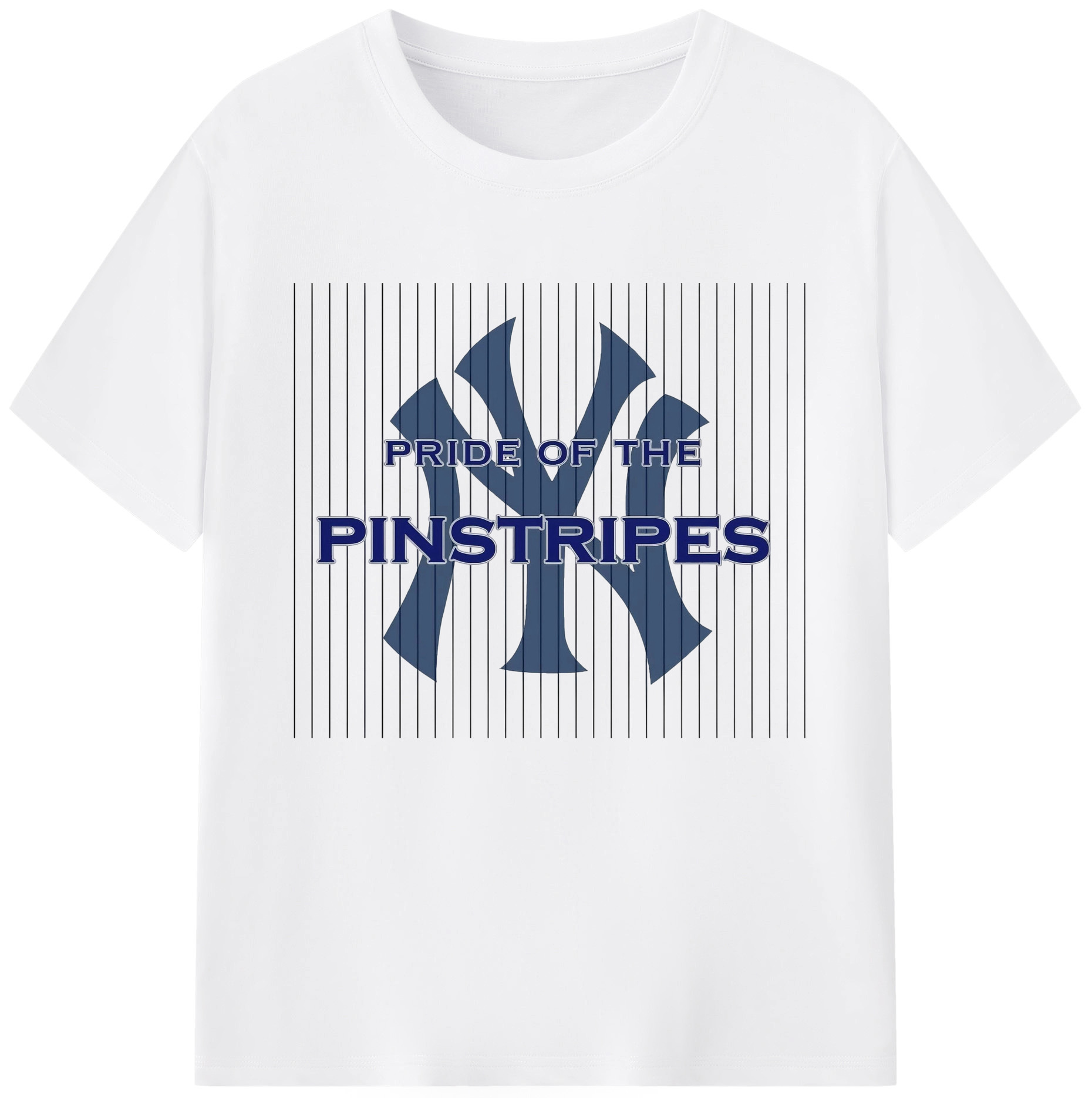New York Yankees Pride of The Pinstripes 180g Cotton T-Shirt With Front Heat Transfer Print – Soft, Lightweight, Fitted Design – Comfortable Casual Wear For Sports & Everyday Use