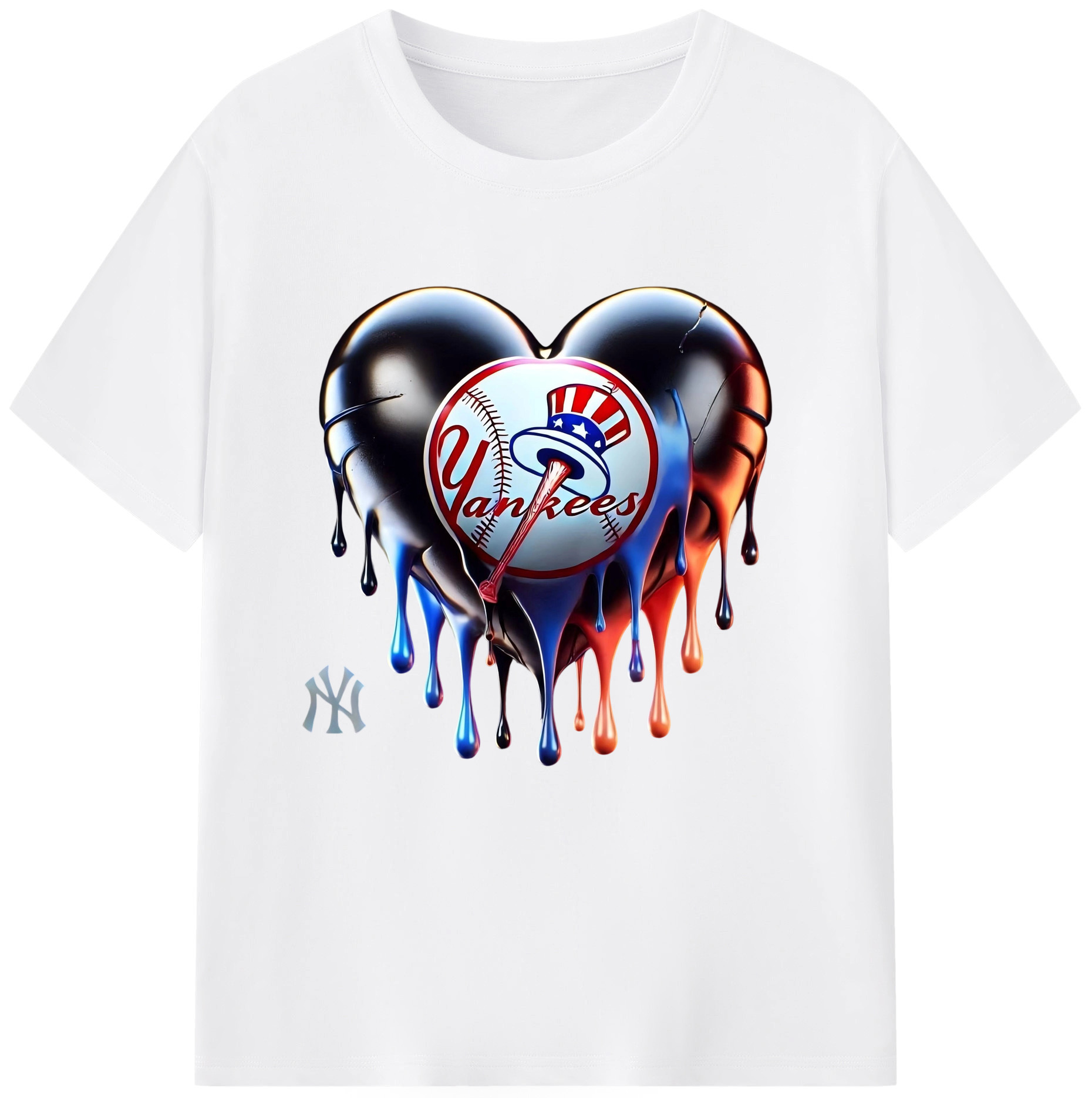 New York Yankees Heart 180g Cotton T-Shirt With Front Heat Transfer Print – Soft, Lightweight, Fitted Design – Comfortable Casual Wear For Sports & Everyday Use