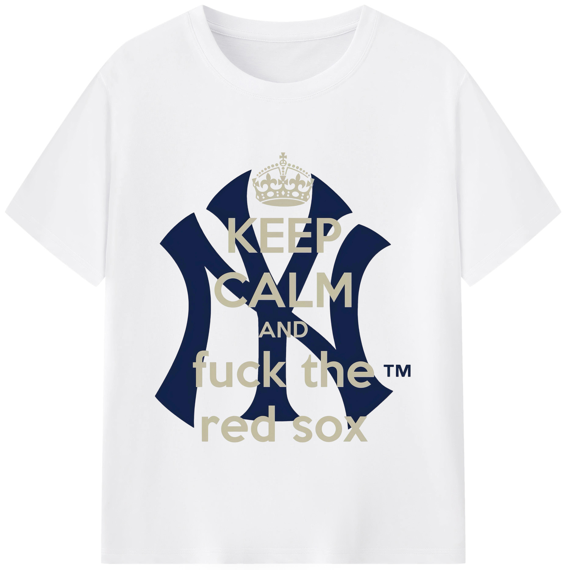 New York Yankees Keep Calm and Fuck The Red Sox 180g Cotton T-Shirt With Front Heat Transfer Print – Soft, Lightweight, Fitted Design – Comfortable Casual Wear For Sports & Everyday Use