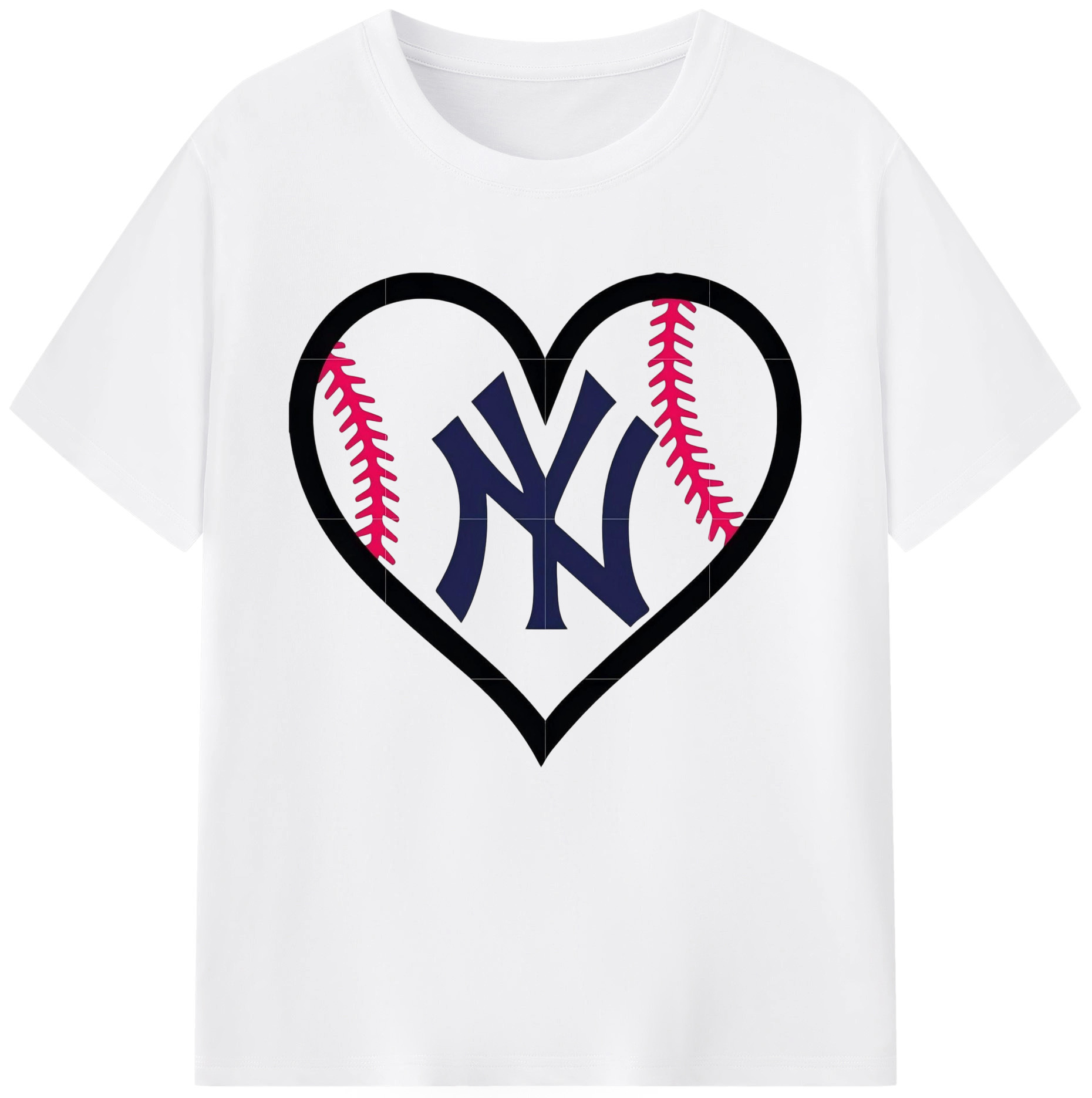 New York Yankees Heart 180g Cotton T-Shirt With Front Heat Transfer Print – Soft, Lightweight, Fitted Design – Comfortable Casual Wear For Sports & Everyday Use