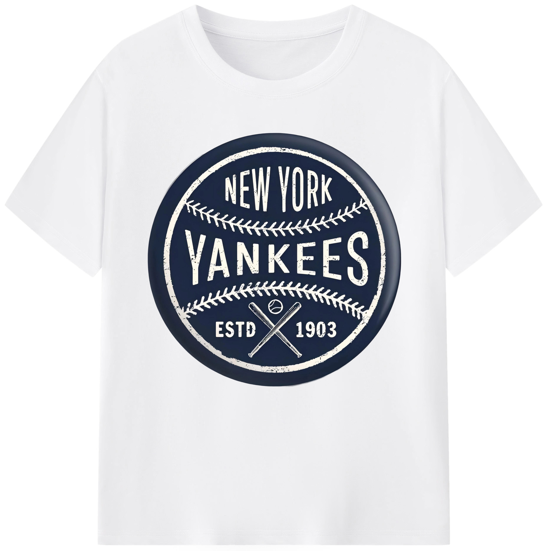New York Yankees Estd 1903 180g Cotton T-Shirt With Front Heat Transfer Print – Soft, Lightweight, Fitted Design – Comfortable Casual Wear For Sports & Everyday Use