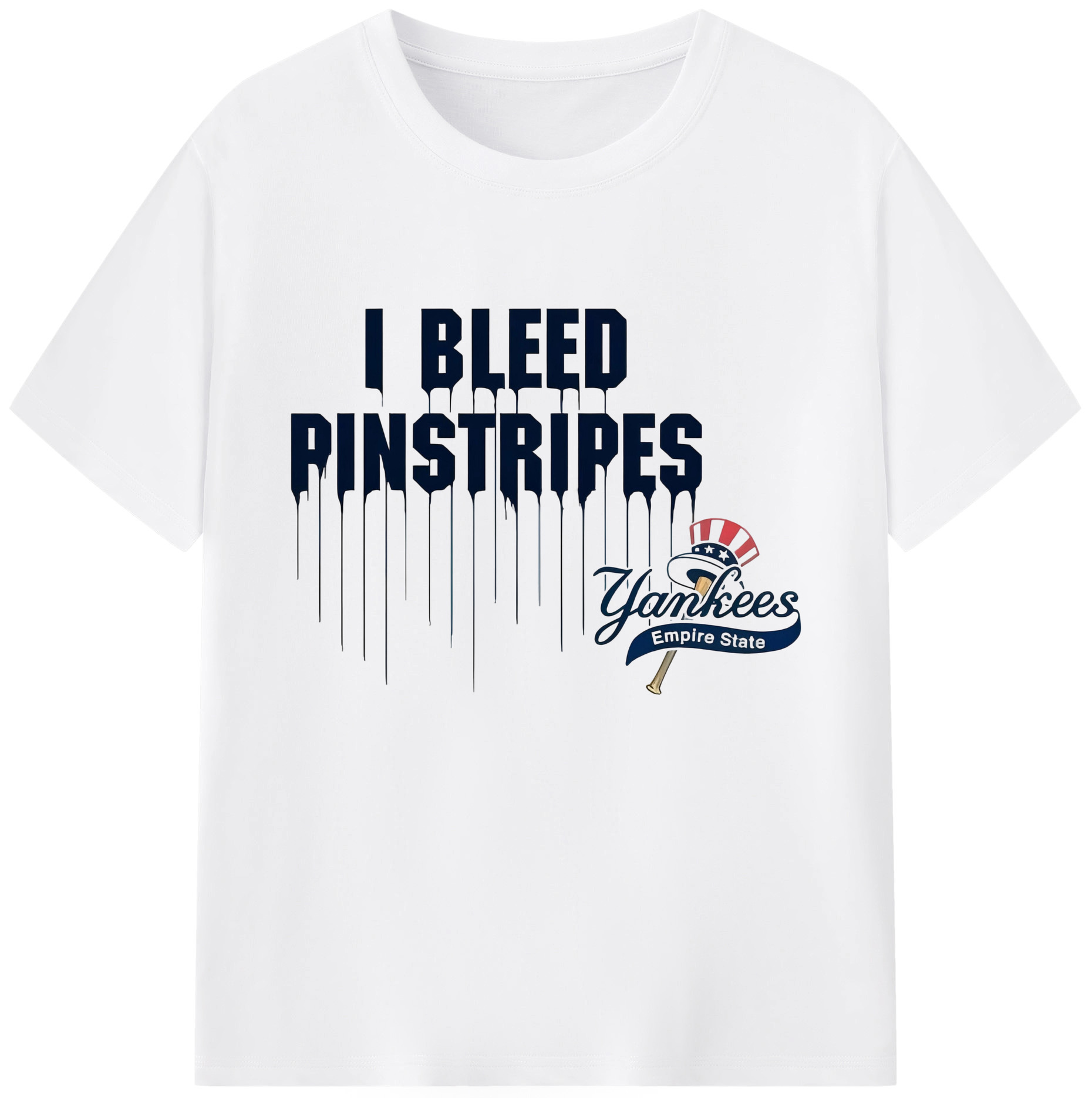 New York Yankees I Bleed Pinstripes 180g Cotton T-Shirt With Front Heat Transfer Print – Soft, Lightweight, Fitted Design – Comfortable Casual Wear For Sports & Everyday Use