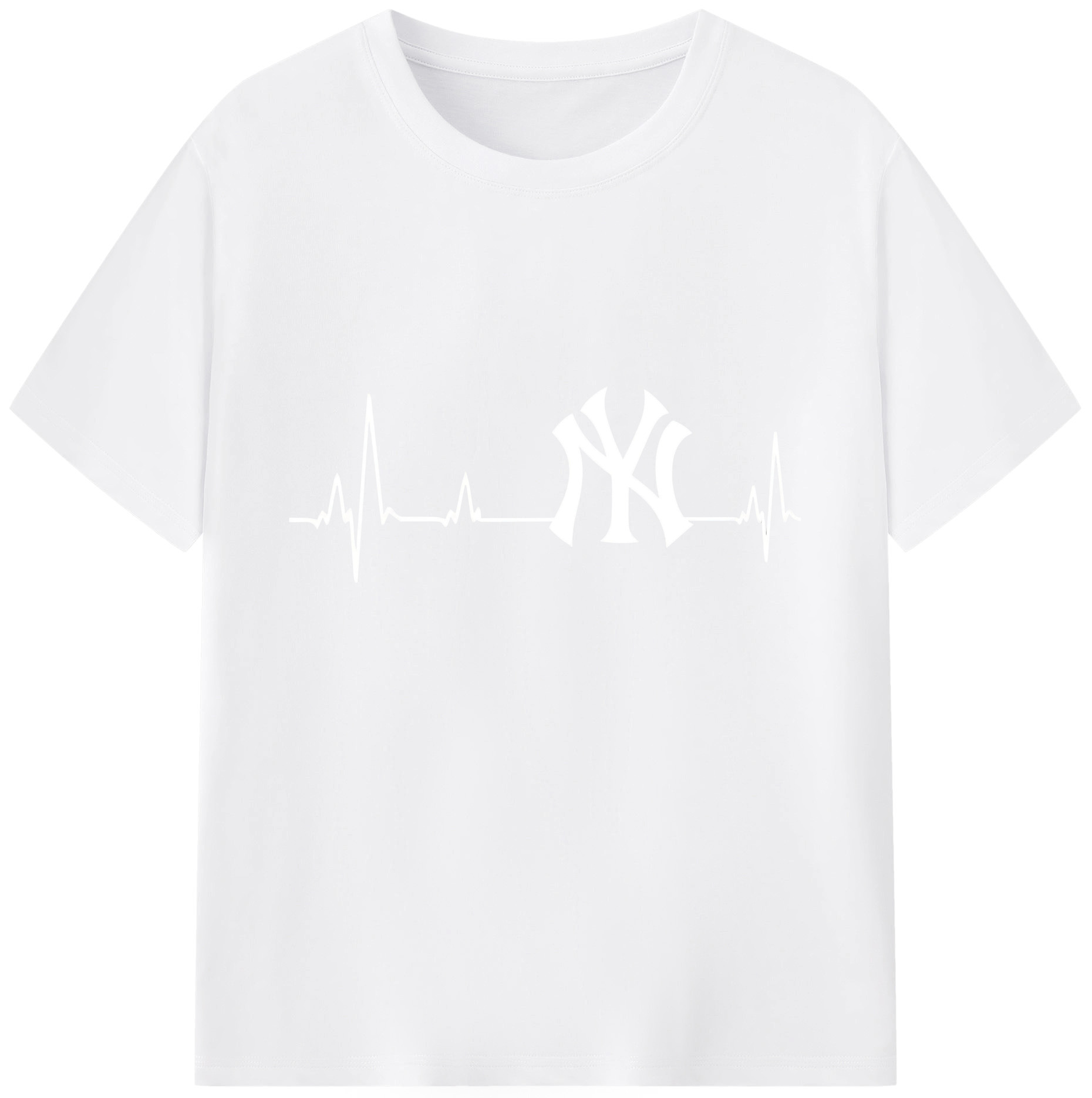 New York Yankees EKG Line 180g Cotton T-Shirt With Front Heat Transfer Print – Soft, Lightweight, Fitted Design – Comfortable Casual Wear For Sports & Everyday Use