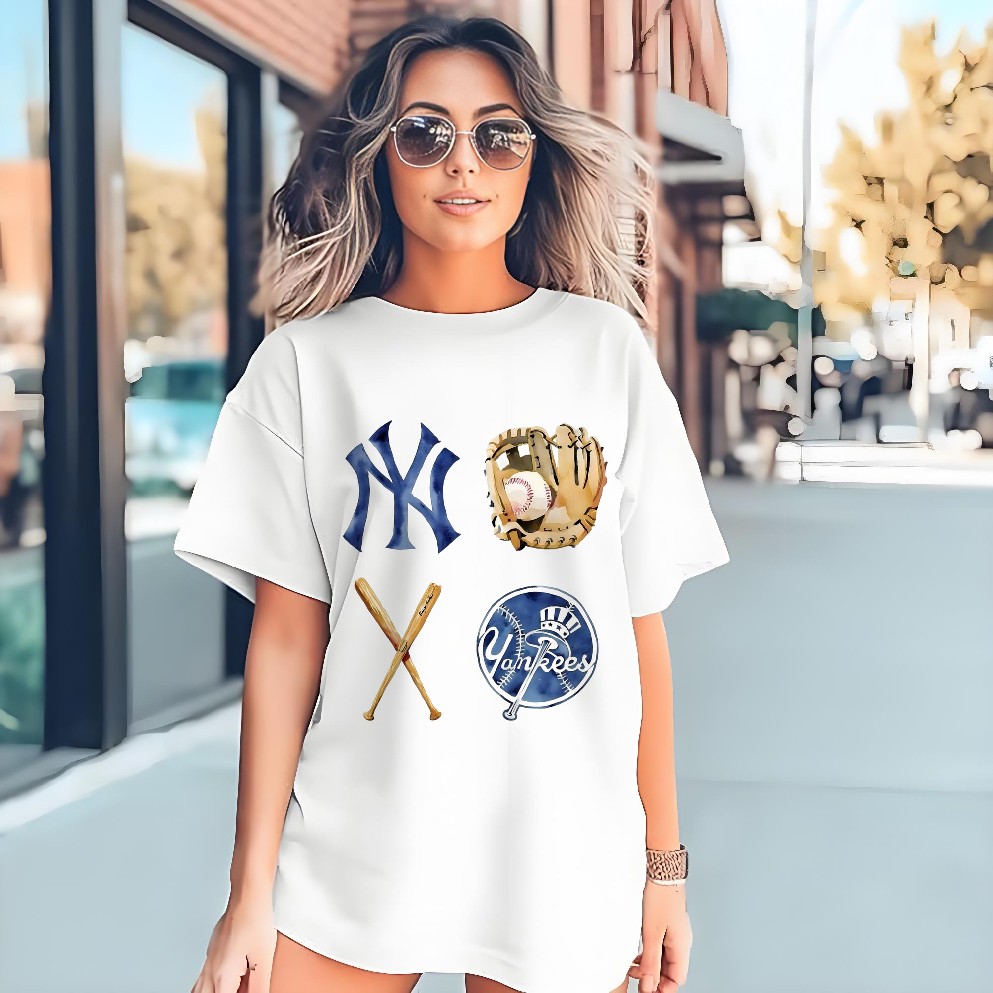 New York Yankees Baseball 180g Cotton T-Shirt With Front Heat Transfer Print – Soft, Lightweight, Fitted Design – Comfortable Casual Wear For Sports & Everyday Use