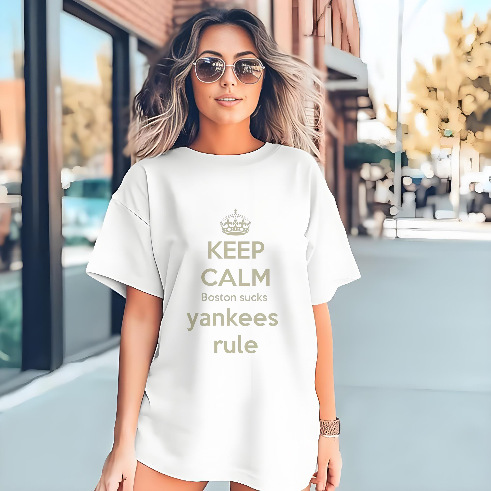 New York Yankees Keep Calm Yankees Rule Boston Sucks 180g Cotton T-Shirt With Front Heat Transfer Print – Soft, Lightweight, Fitted Design – Comfortable Casual Wear For Sports & Everyday Use