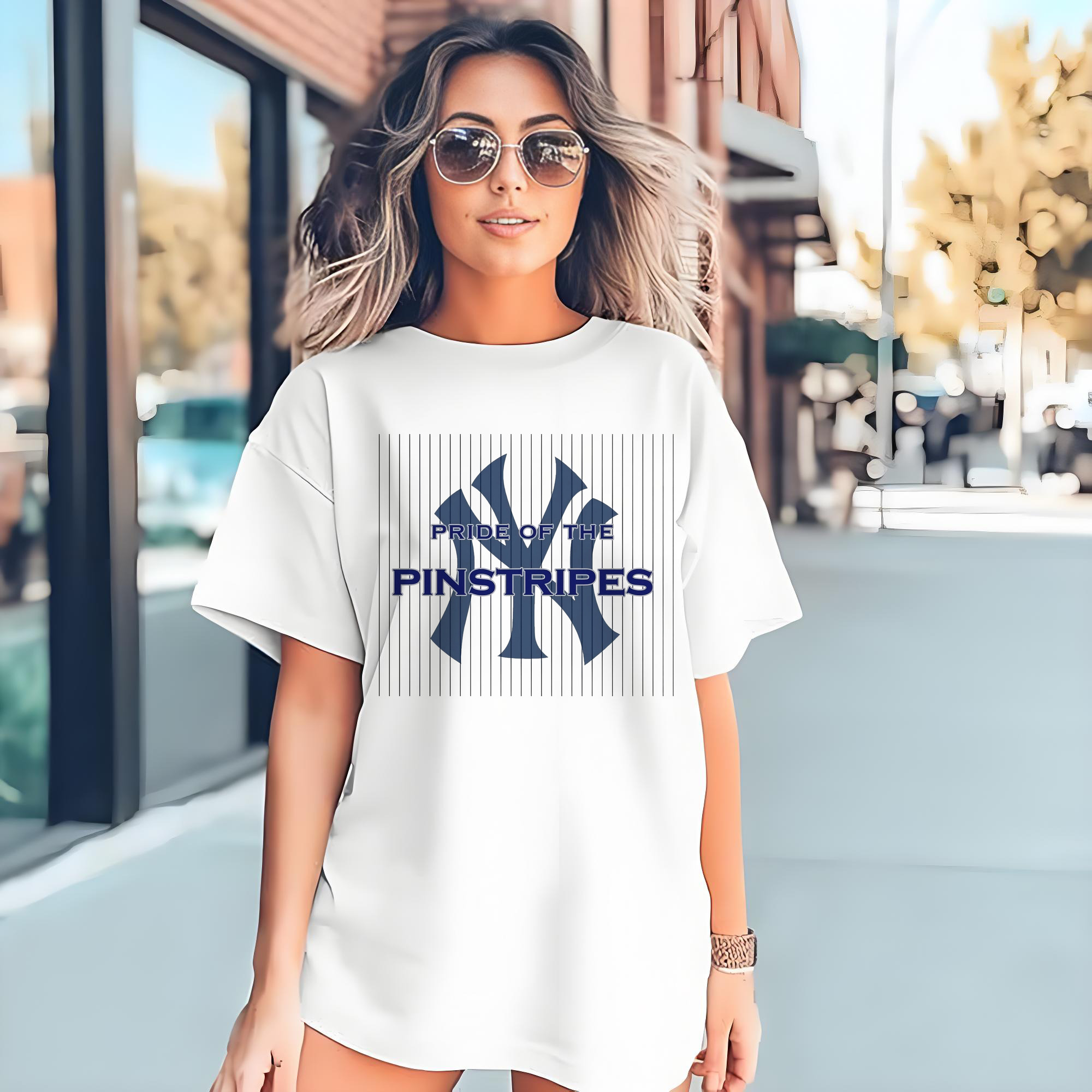 New York Yankees Pride of The Pinstripes 180g Cotton T-Shirt With Front Heat Transfer Print – Soft, Lightweight, Fitted Design – Comfortable Casual Wear For Sports & Everyday Use