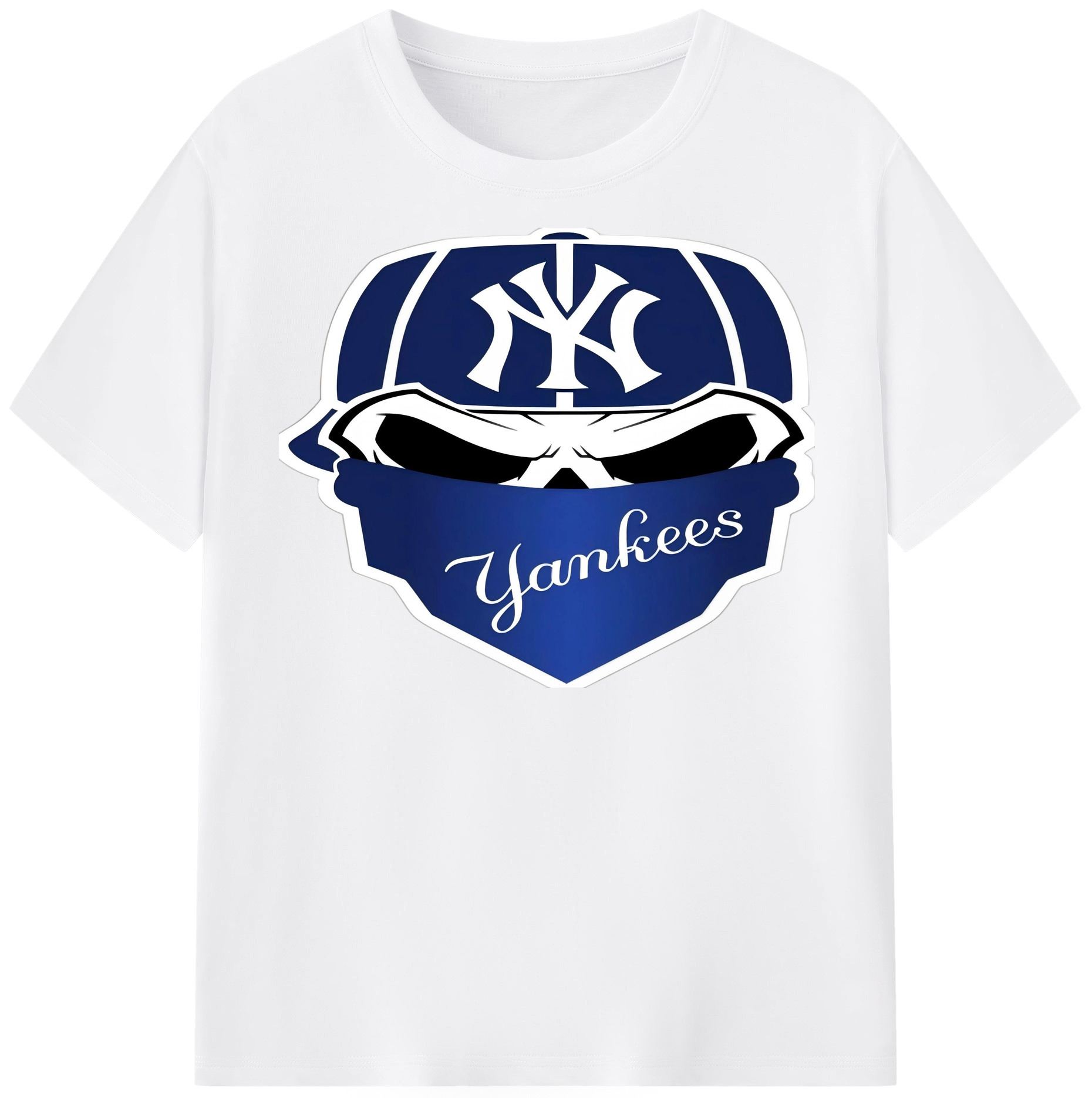 New York Yankees Skull Combed Cotton T-Shirt 180g With Front Heat Transfer Print – Soft, Lightweight, Fitted Design – Stylish Casual Wear For Sports & Everyday Use