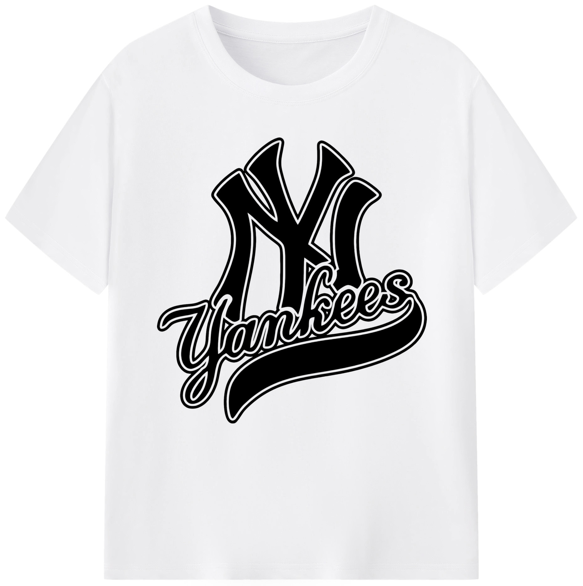 New York Yankees Black Logo Combed Cotton T-Shirt 180g With Front Heat Transfer Print – Soft, Lightweight, Fitted Design – Stylish Casual Wear For Sports & Everyday Use