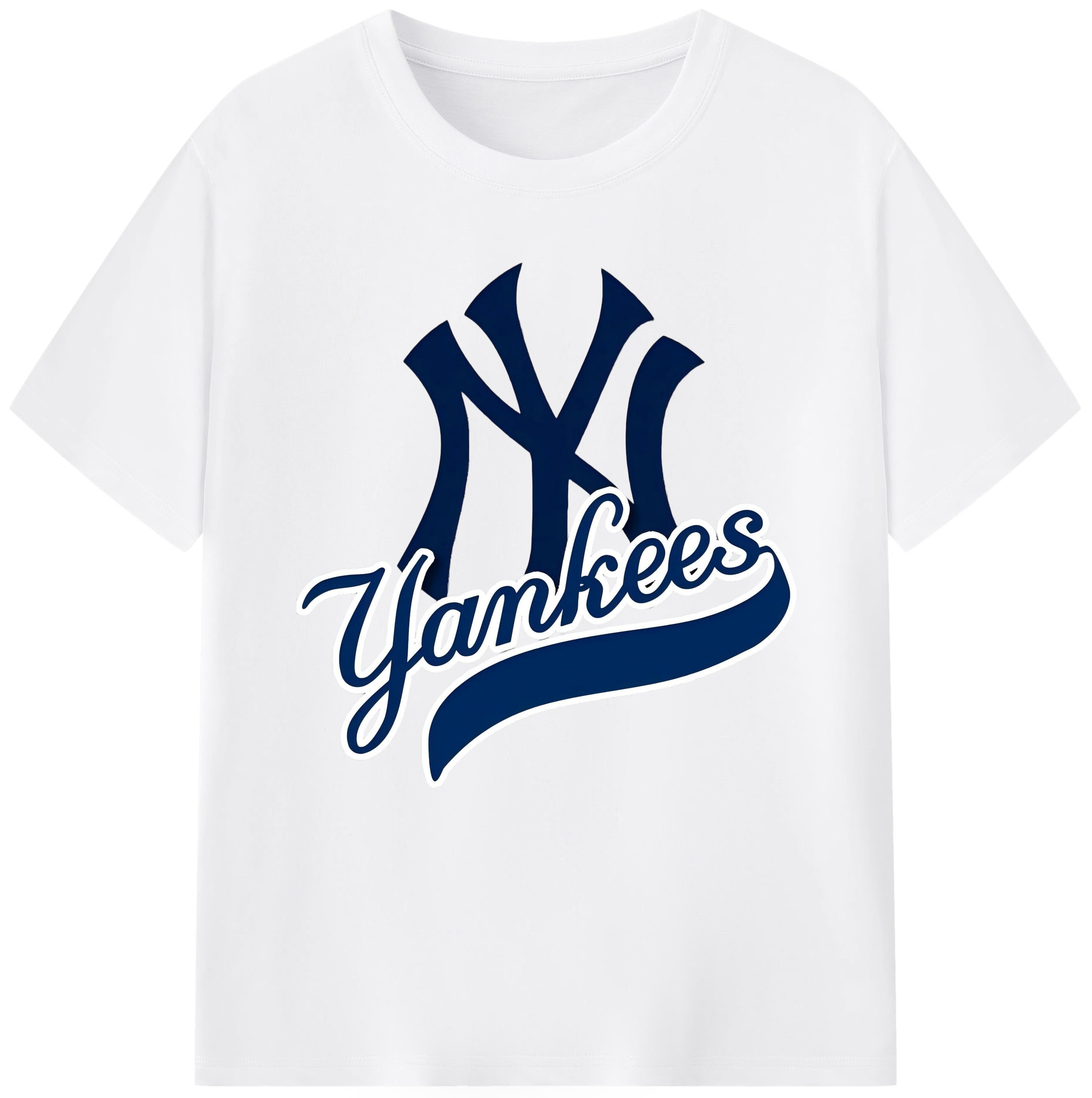 New York Yankees Blue Logo Combed Cotton T-Shirt 180g With Front Heat Transfer Print – Soft, Lightweight, Fitted Design – Stylish Casual Wear For Sports & Everyday Use
