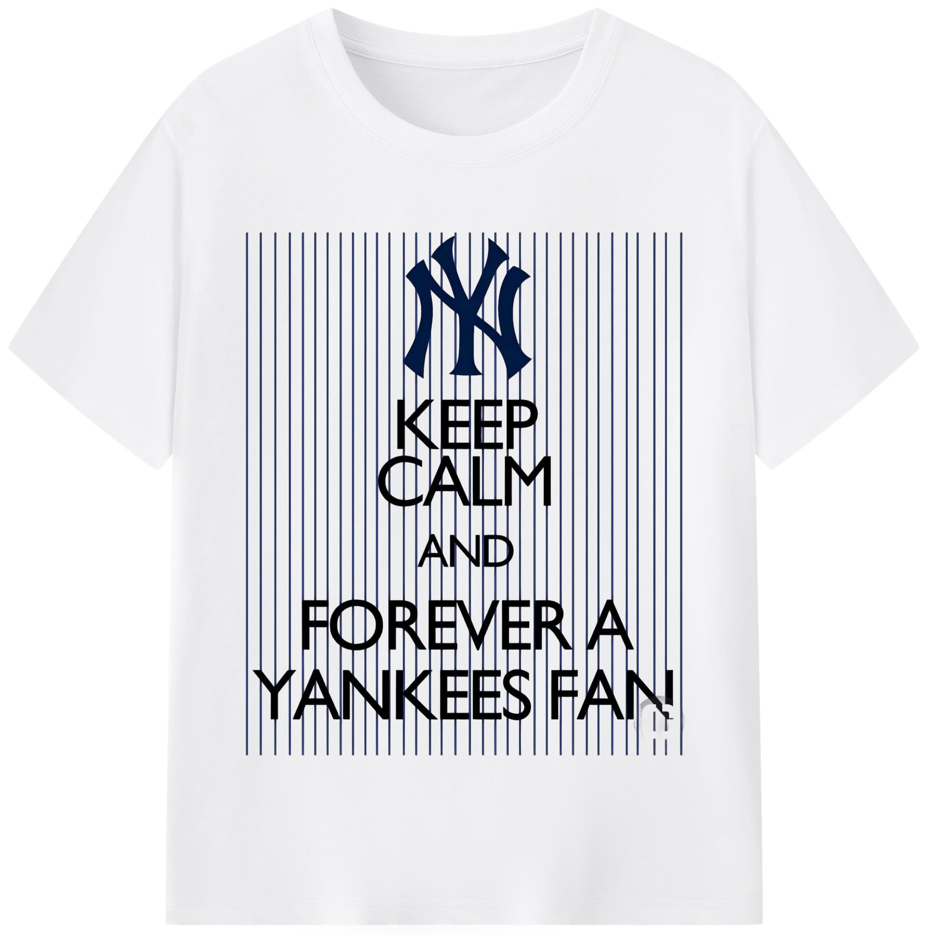 New York Yankees Keep Calm and Forever A Yankees Fan Combed Cotton T-Shirt 180g With Front Heat Transfer Print – Soft, Lightweight, Fitted Design – Stylish Casual Wear For Sports & Everyday Use