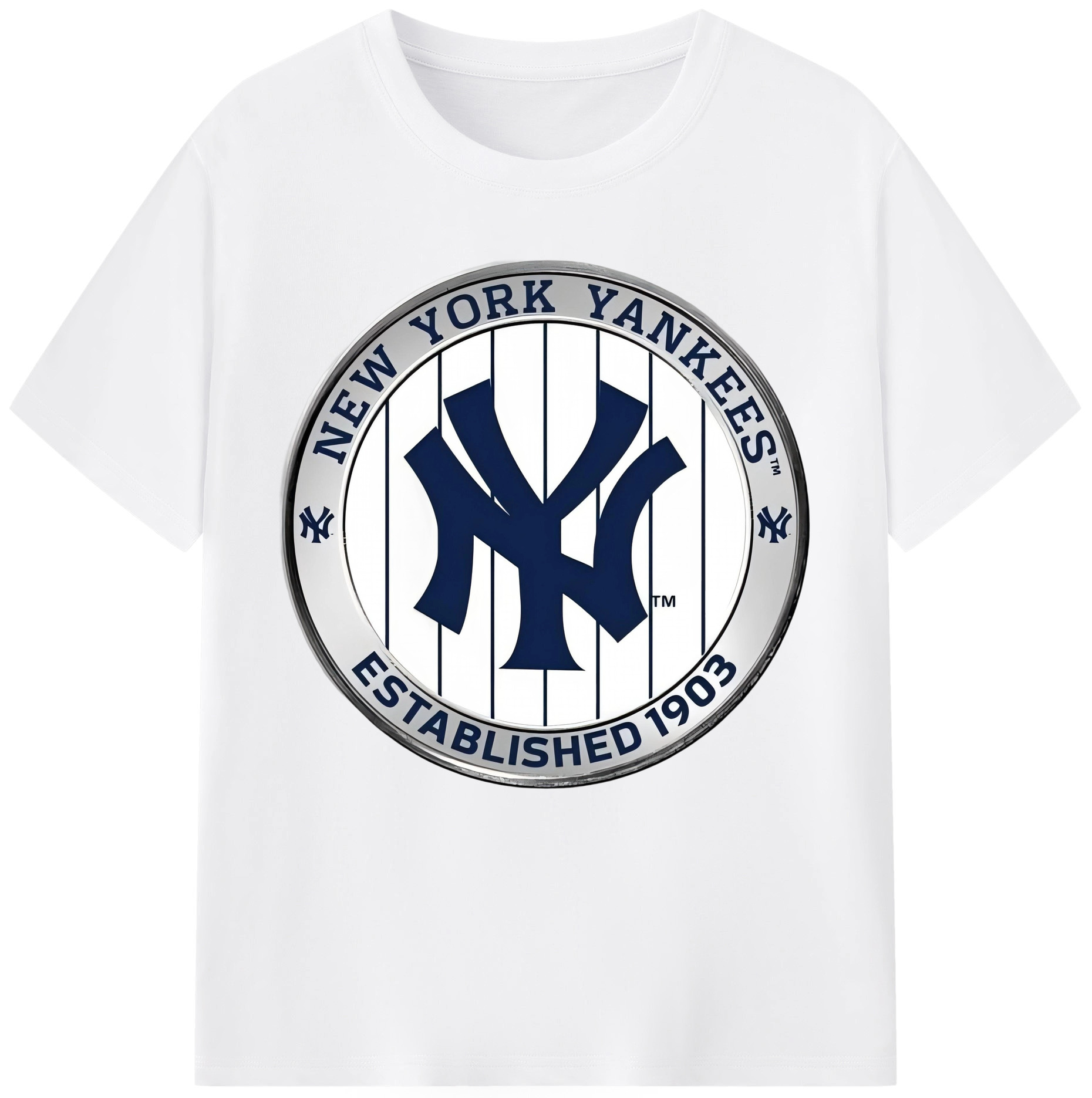 New York Yankees Established 1903 Combed Cotton T-Shirt 180g With Front Heat Transfer Print – Soft, Lightweight, Fitted Design – Stylish Casual Wear For Sports & Everyday Use