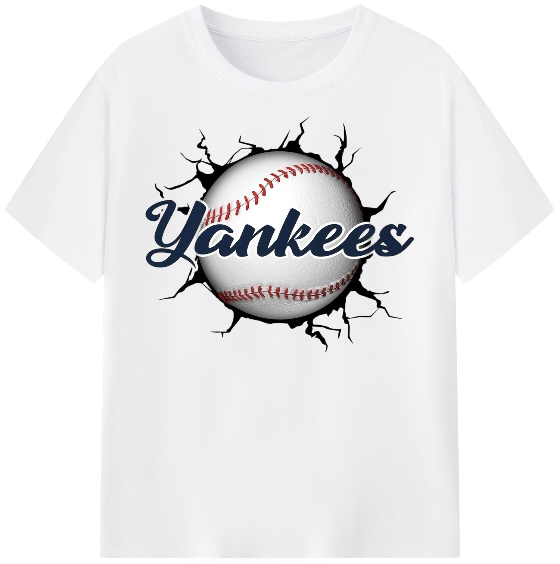 Yankees Baseball Wall And Art Combed Cotton T-Shirt 180g With Front Heat Transfer Print – Soft, Lightweight, Fitted Design – Stylish Casual Wear For Sports & Everyday Use